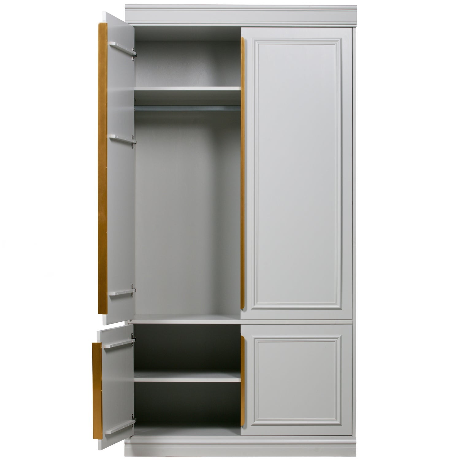 Ein hellgrauer Organizer mit altem Gold