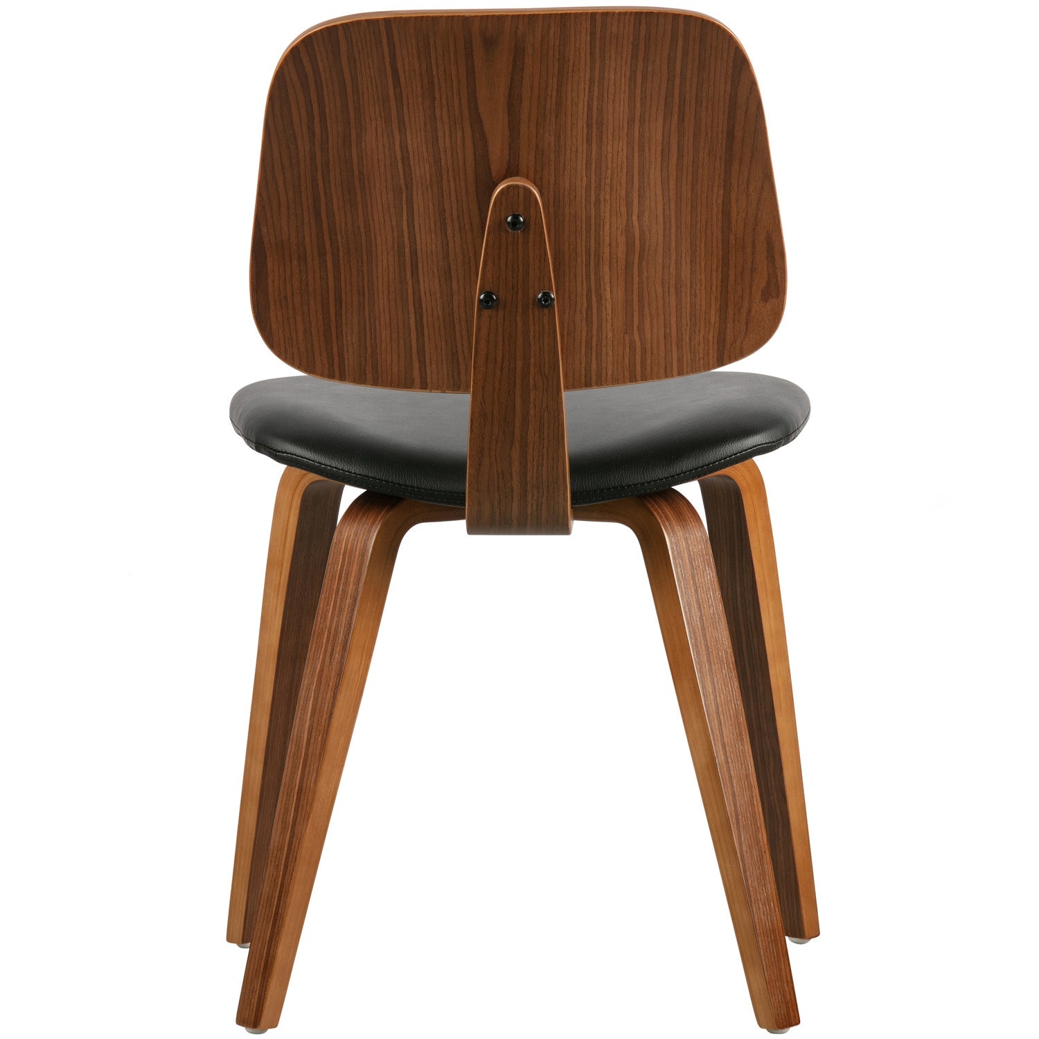 Stoel CLASSIC notenhoutfineer met zwarte ecokunstleer