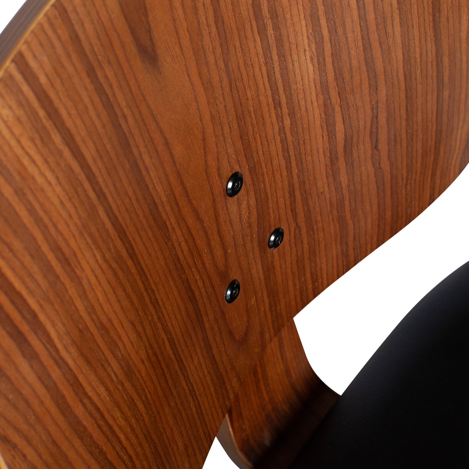 Stoel CLASSIC notenhoutfineer met zwarte ecokunstleer