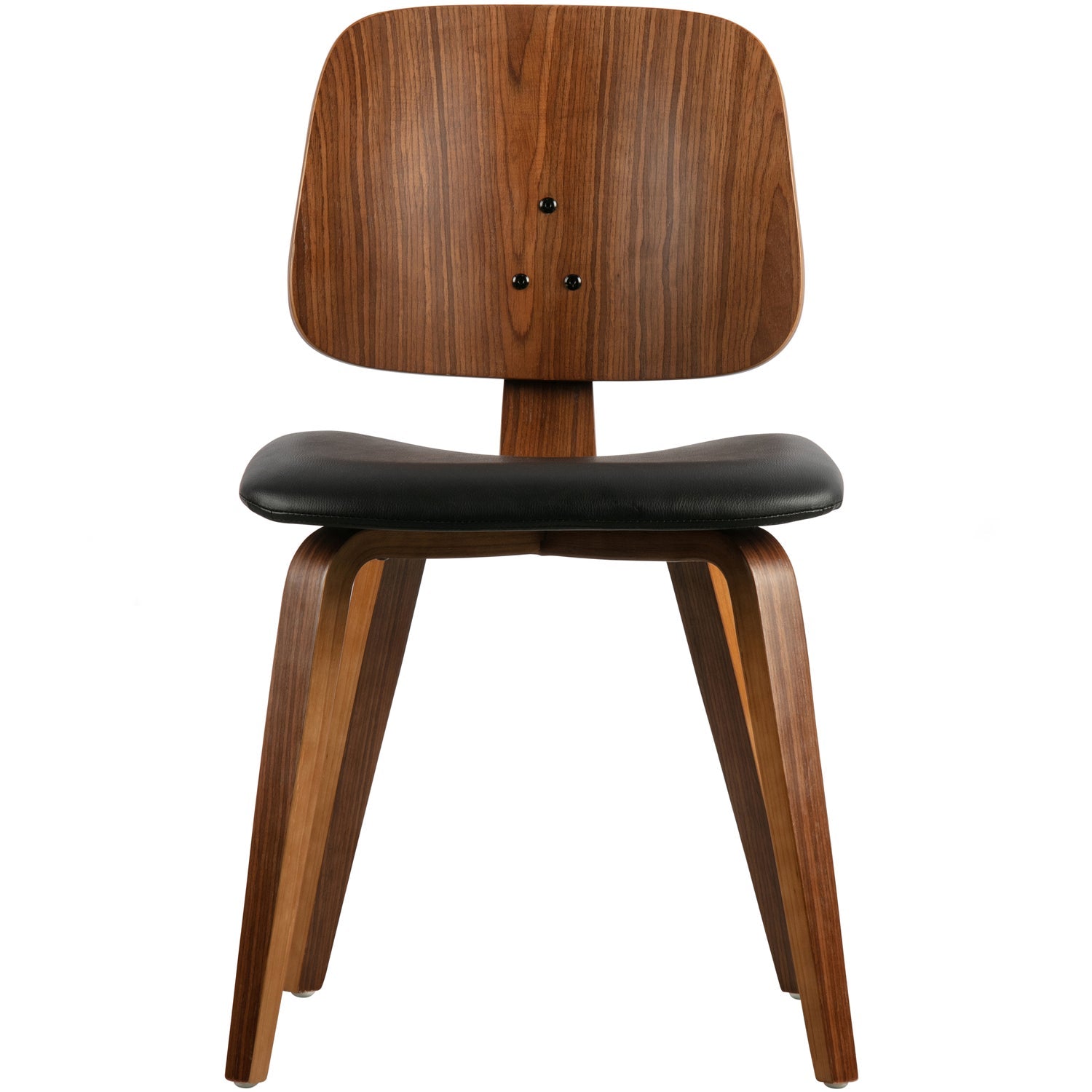Stoel CLASSIC notenhoutfineer met zwarte ecokunstleer