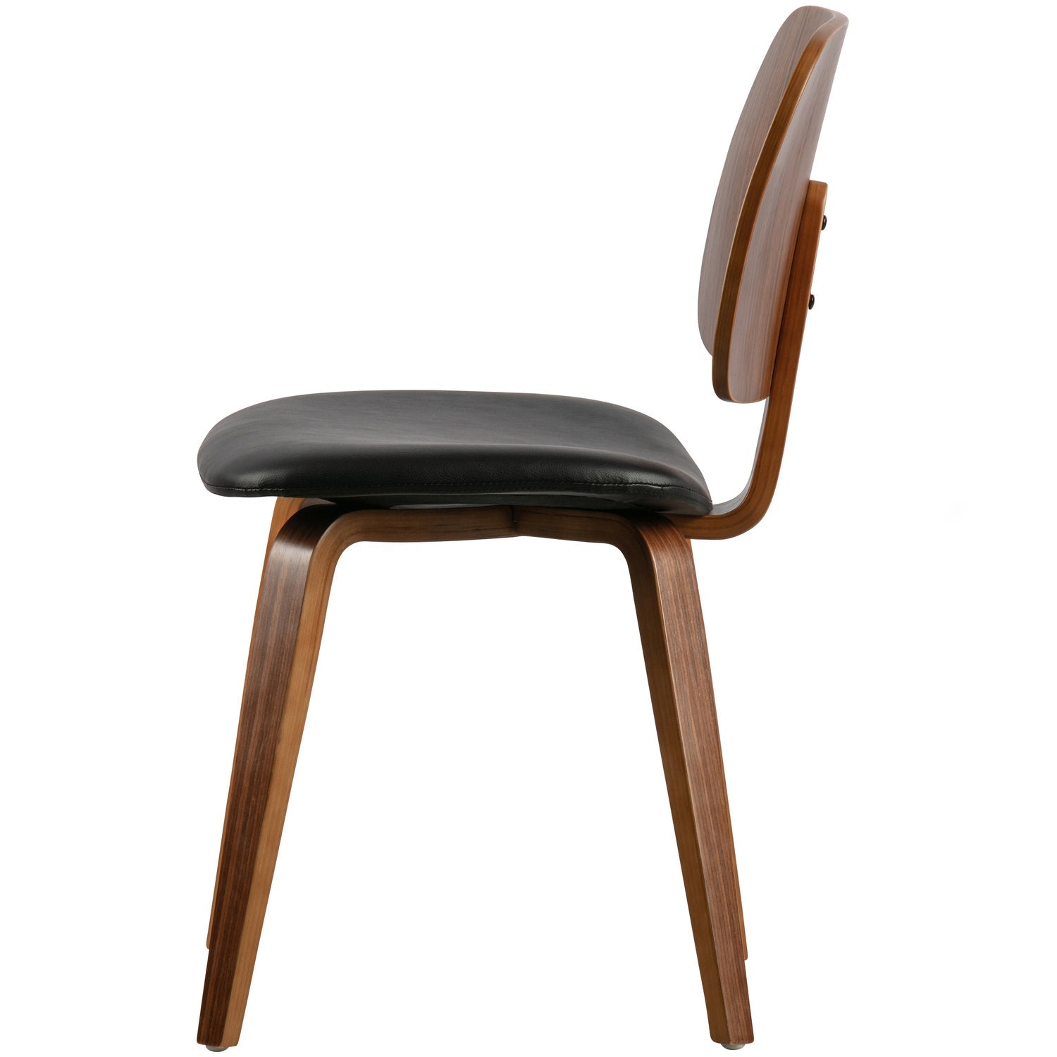 Stoel CLASSIC notenhoutfineer met zwarte ecokunstleer