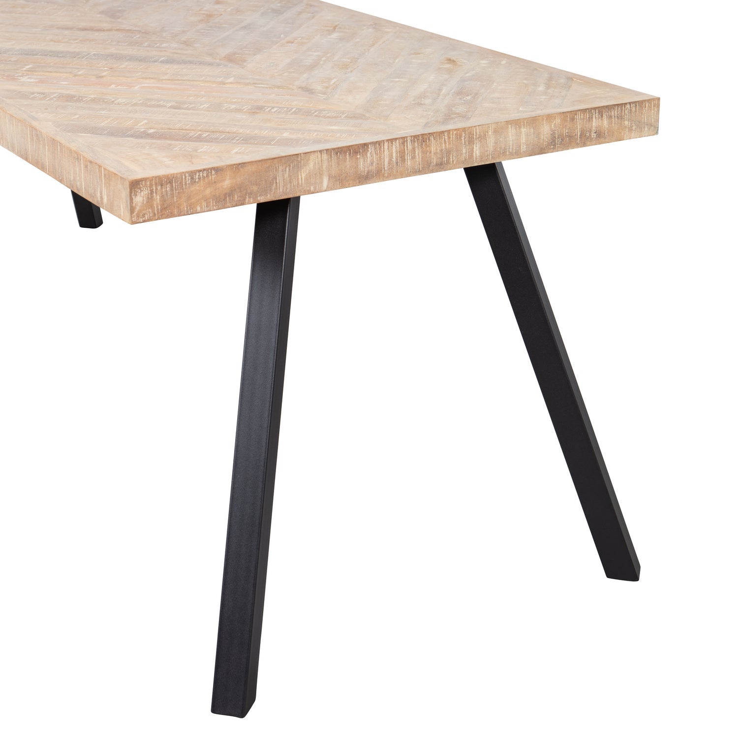 Tafel in visgraat TABLO van mango-hout met een V-vormige basis