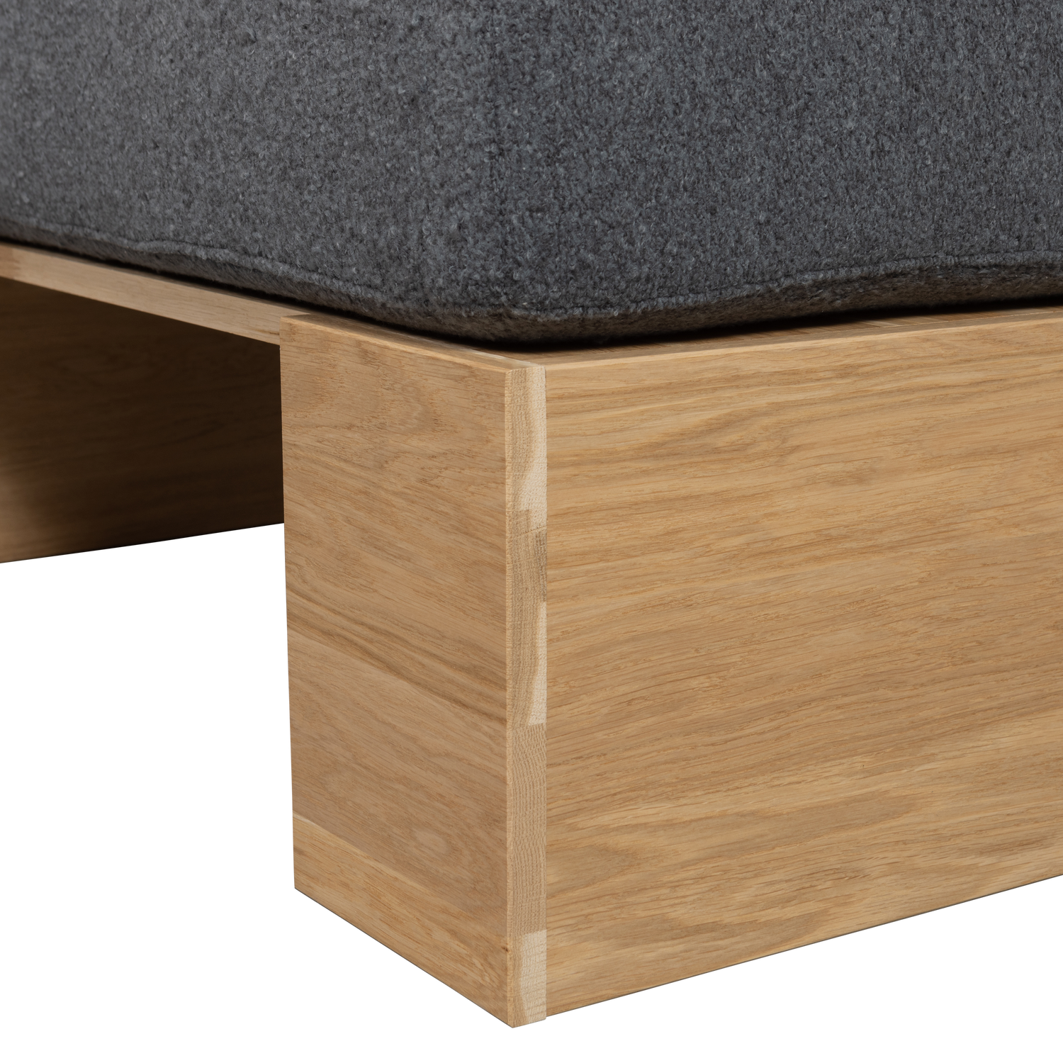 EAT UP bank van denim bouclé met eiken basis