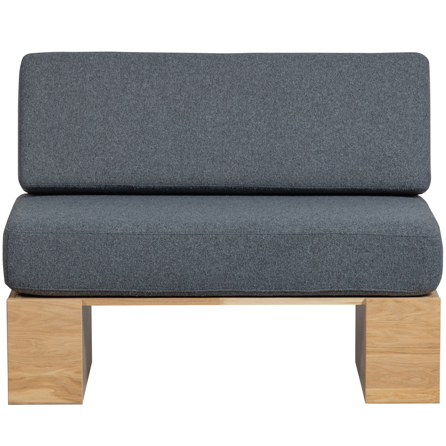 EAT UP bank van denim bouclé met eiken basis