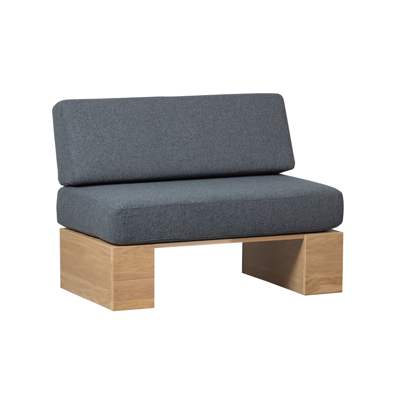 EAT UP bank van denim bouclé met eiken basis