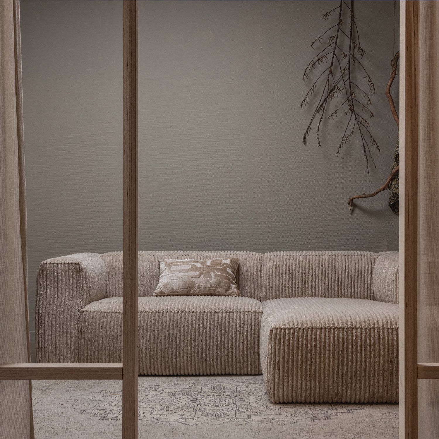 Right -sided corner Bean Beige Corduroy