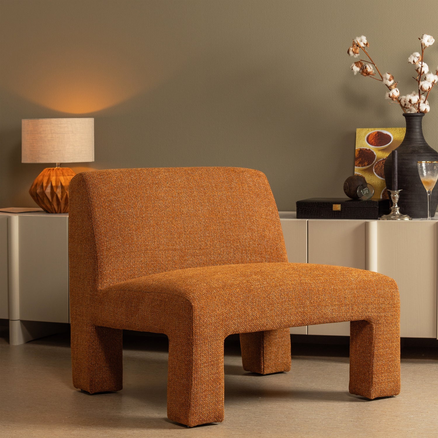 Fauteuil LAVID karamelkleurig