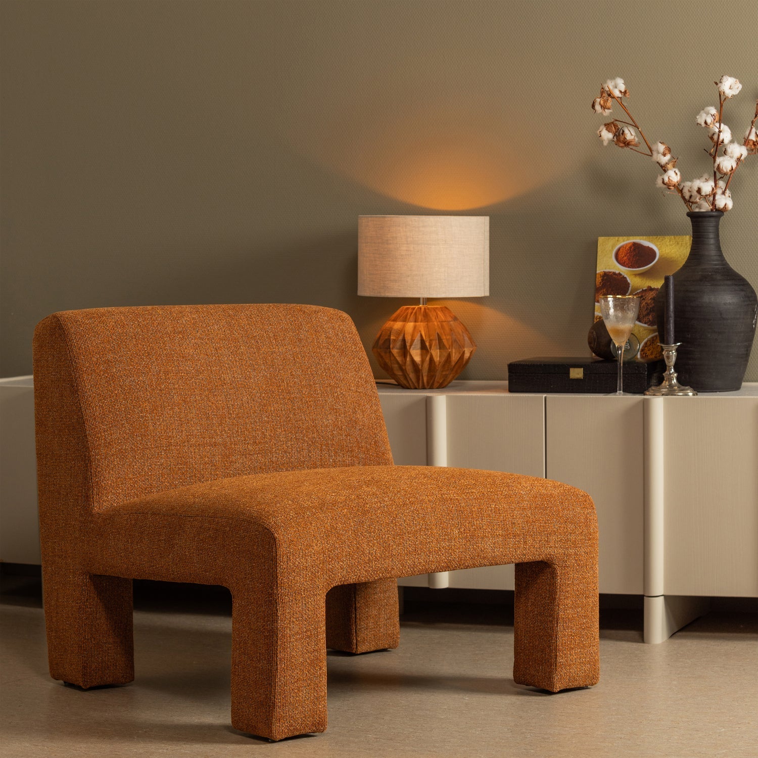 Fauteuil LAVID karamelkleurig