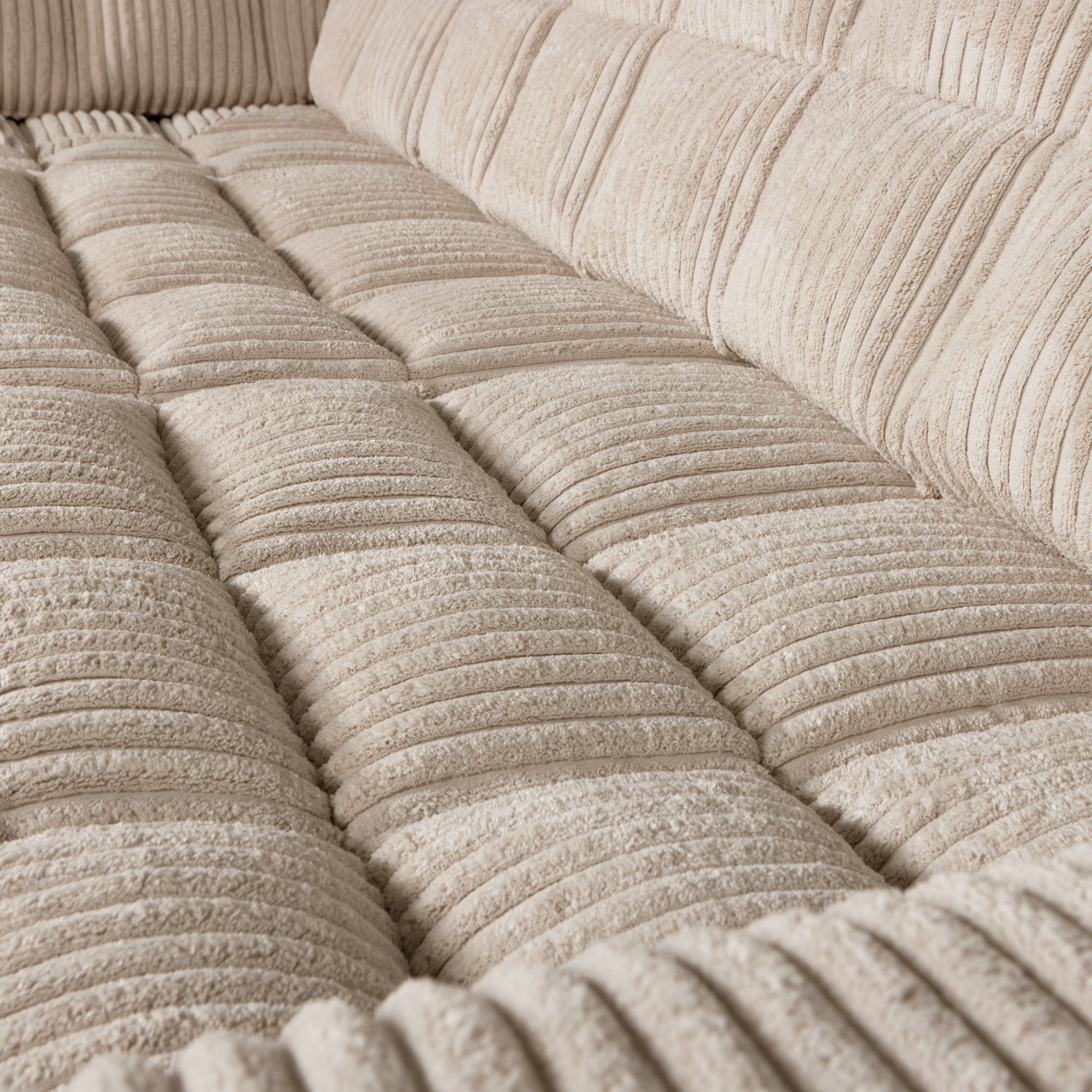 Linksseitiges Ecksofa SECOND DATE in beigem Cordstoff