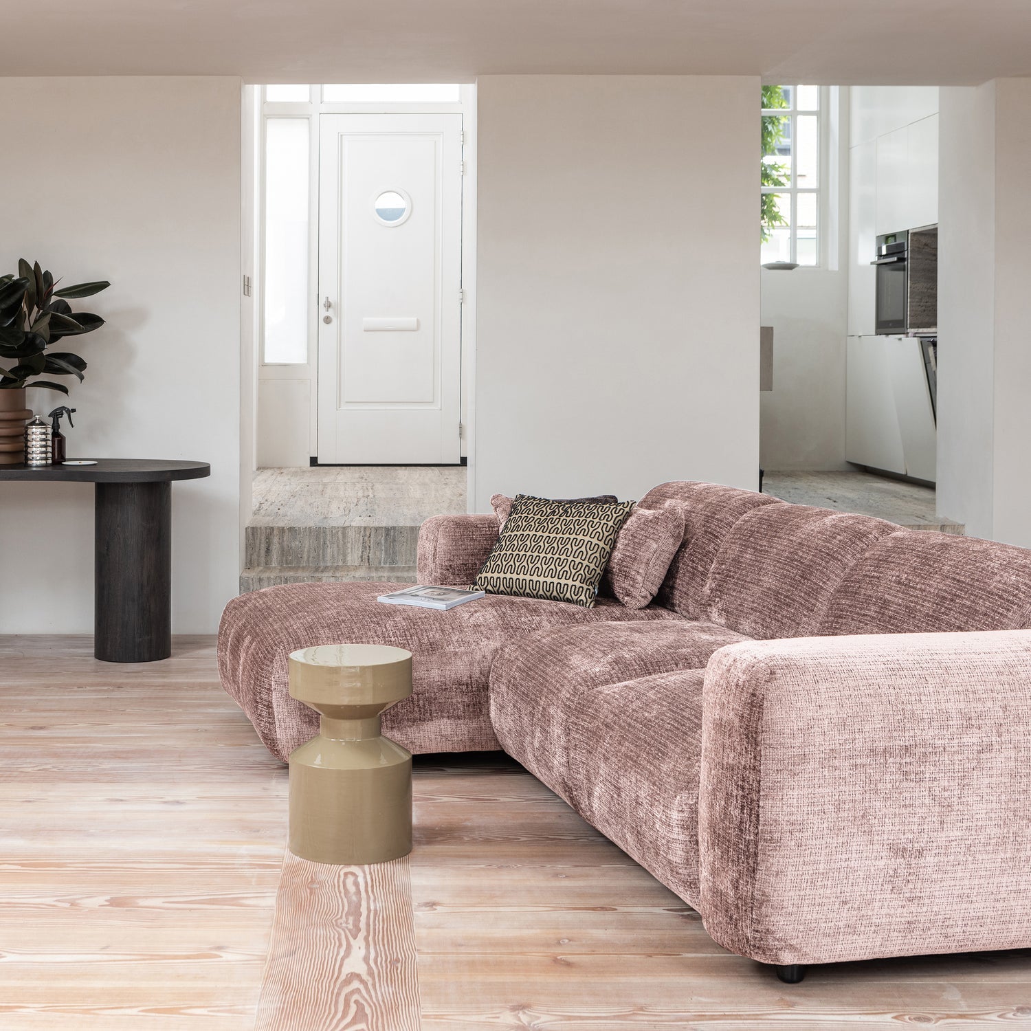 Modularer, linksseitiger Ecksofa CLOUD in Rosa