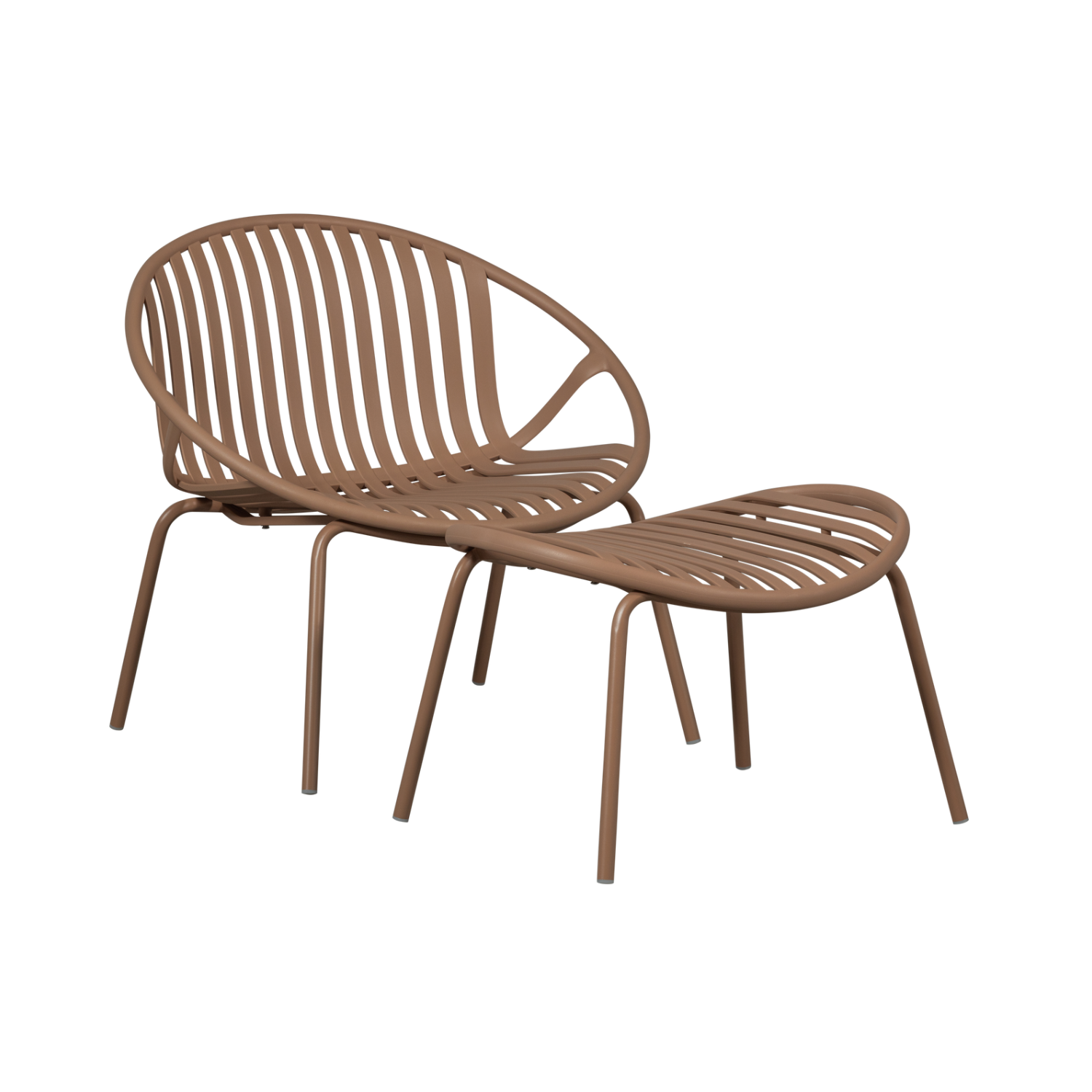 Garden Armchair with Footrest BRUCE Salmon