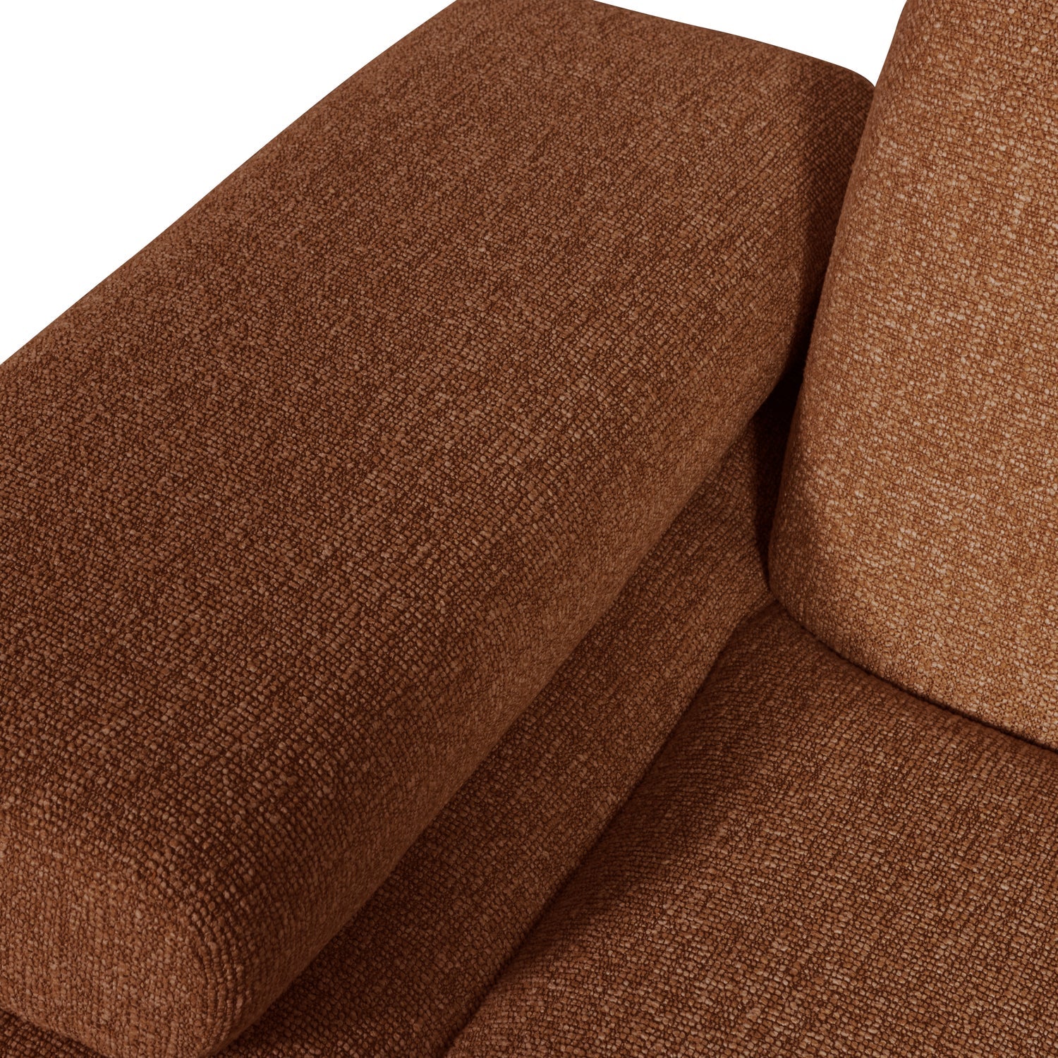 Modulares Sofa MOJO - linkes Element in braunem Bouclé