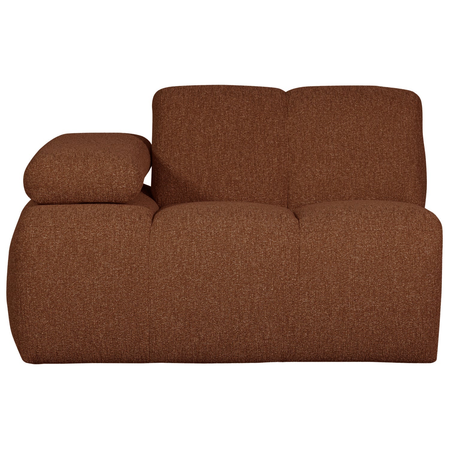 Modulares Sofa MOJO - linkes Element in braunem Bouclé