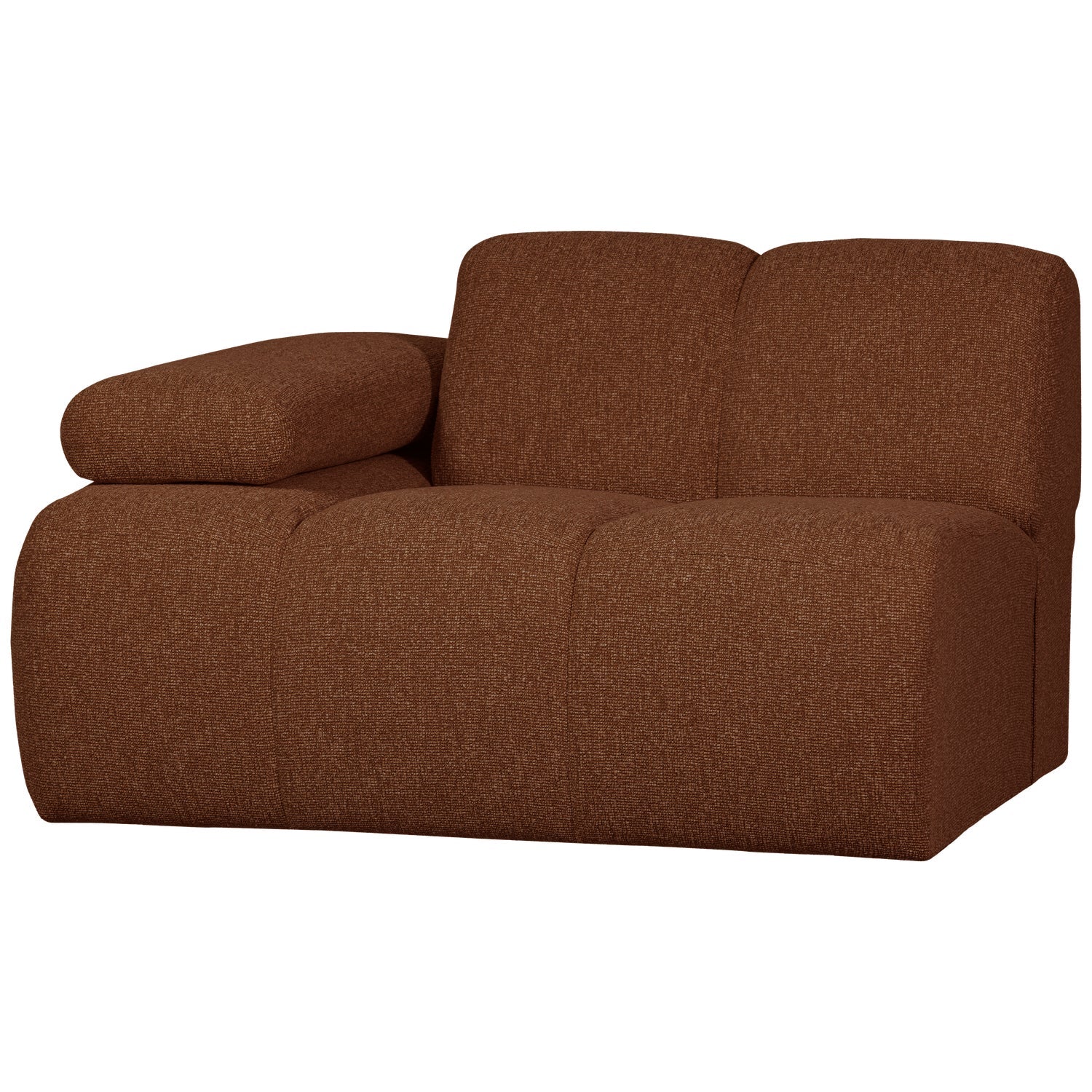 Modulares Sofa MOJO - linkes Element in braunem Bouclé