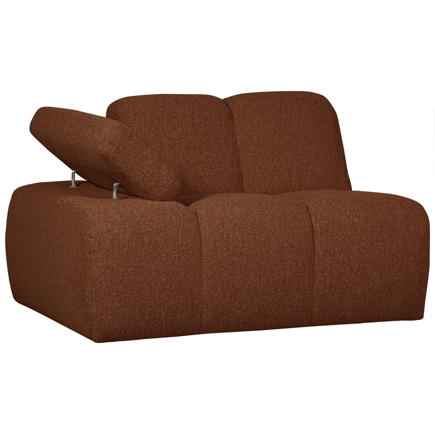 Modulares Sofa MOJO - linkes Element in braunem Bouclé