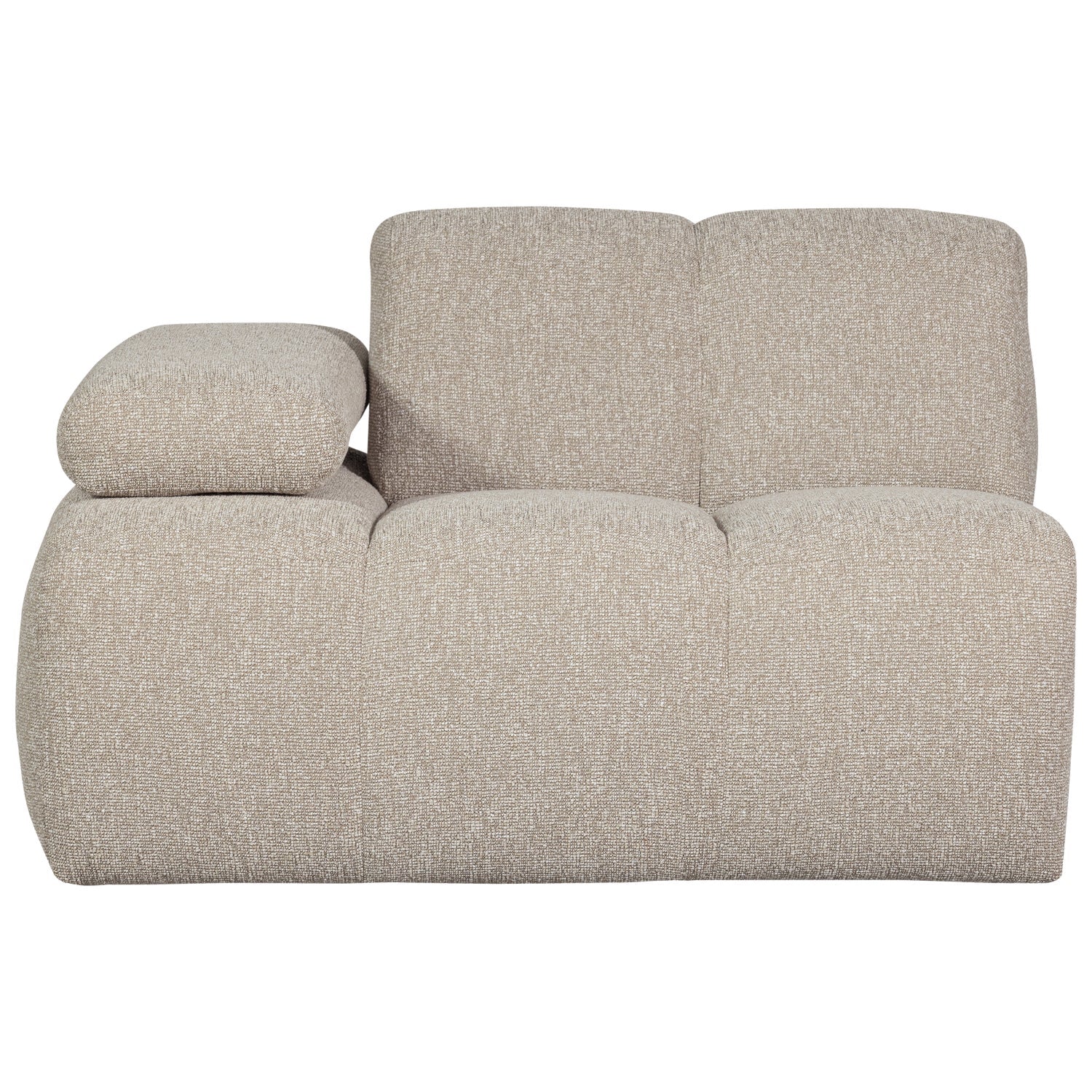 Modulares Sofa MOJO - linkes Element in beigem Mélange Bouclé