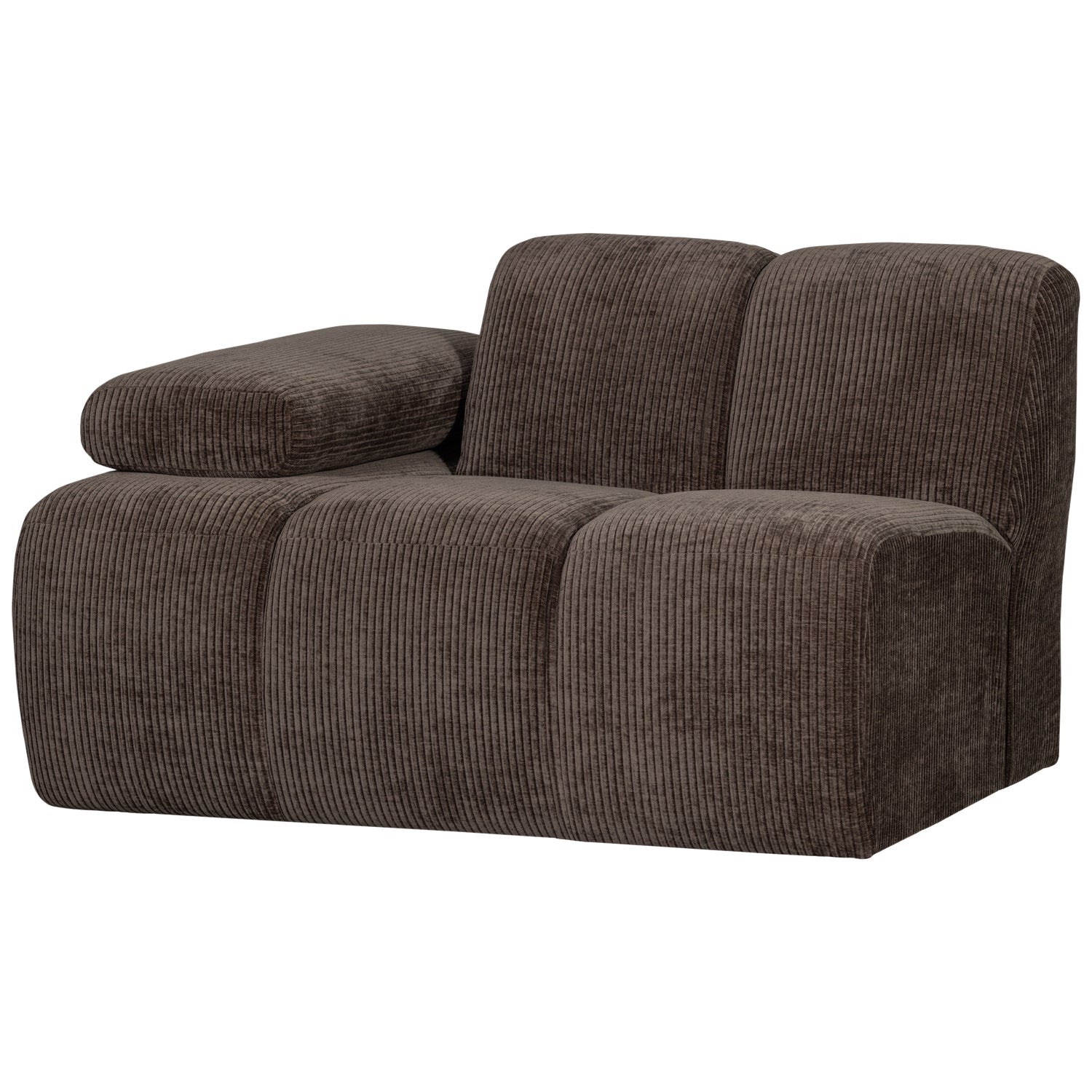 Modulares Sofa MOJO - linkes Element in dunkelbraunem Cord