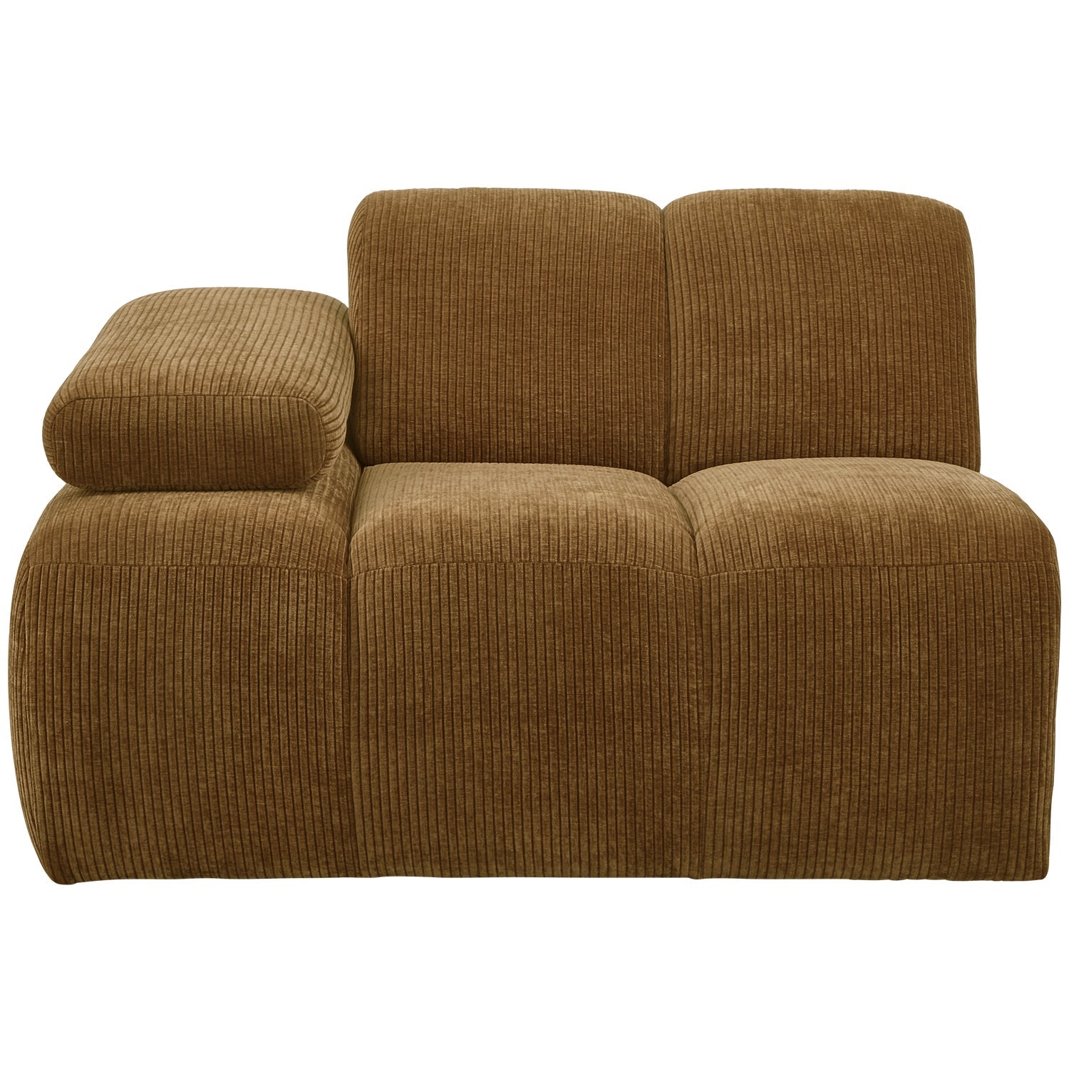 Modulaire bank MOJO - linker element donker honingkleurig ribfluweel