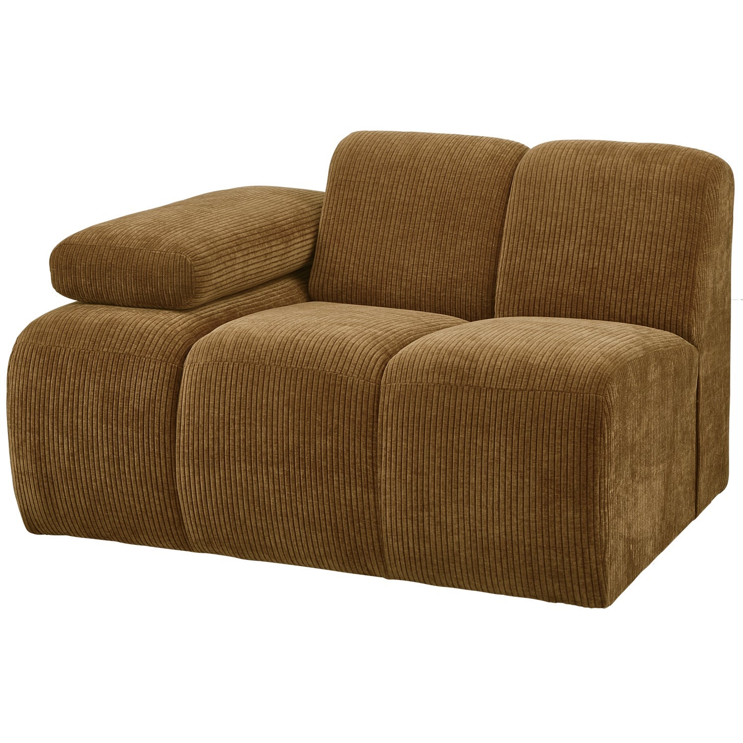 Modulaire bank MOJO - linker element donker honingkleurig ribfluweel
