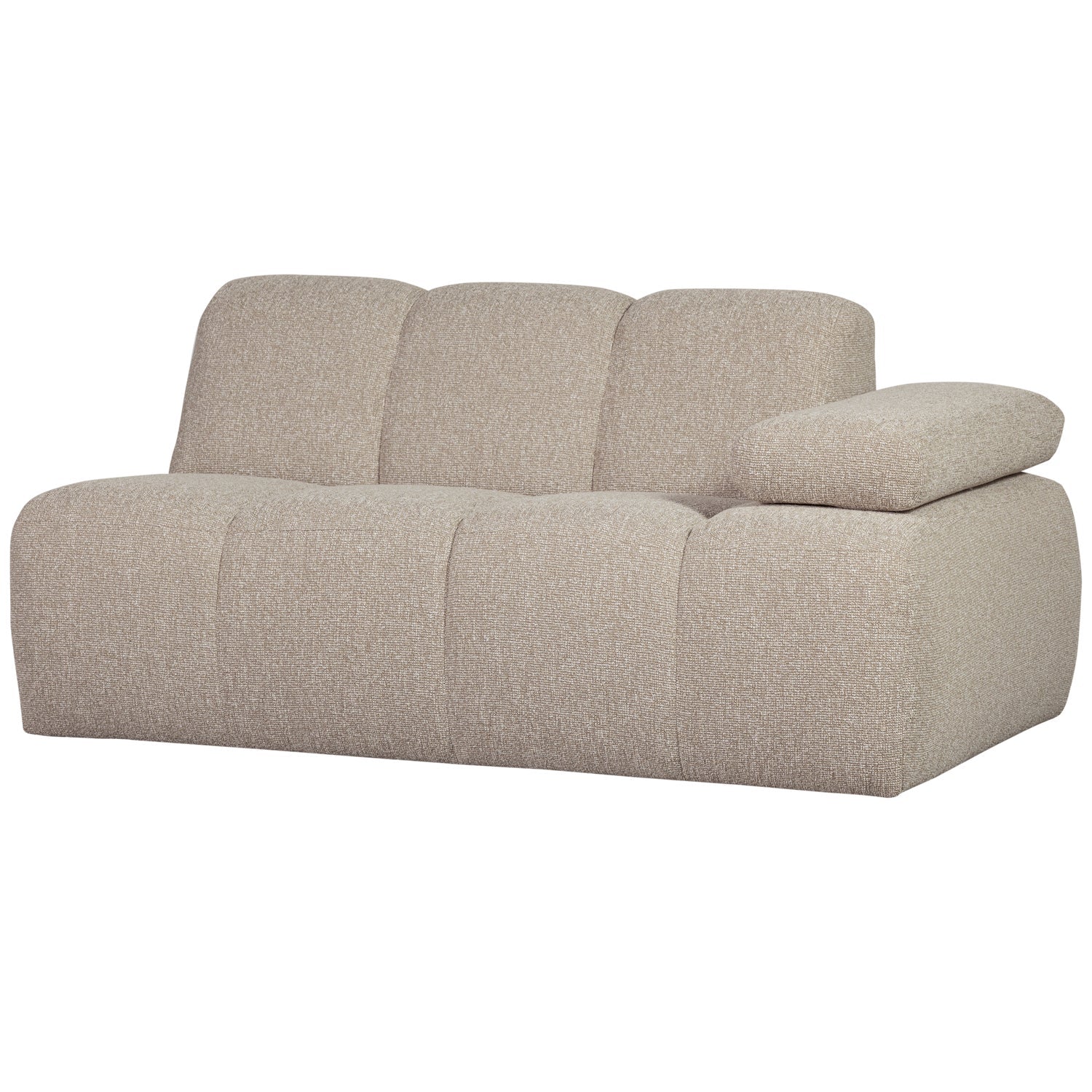 Modulares Sofa MOJO - 1,5-sitziges Element rechtsseitig in beigem Mélange Bouclé