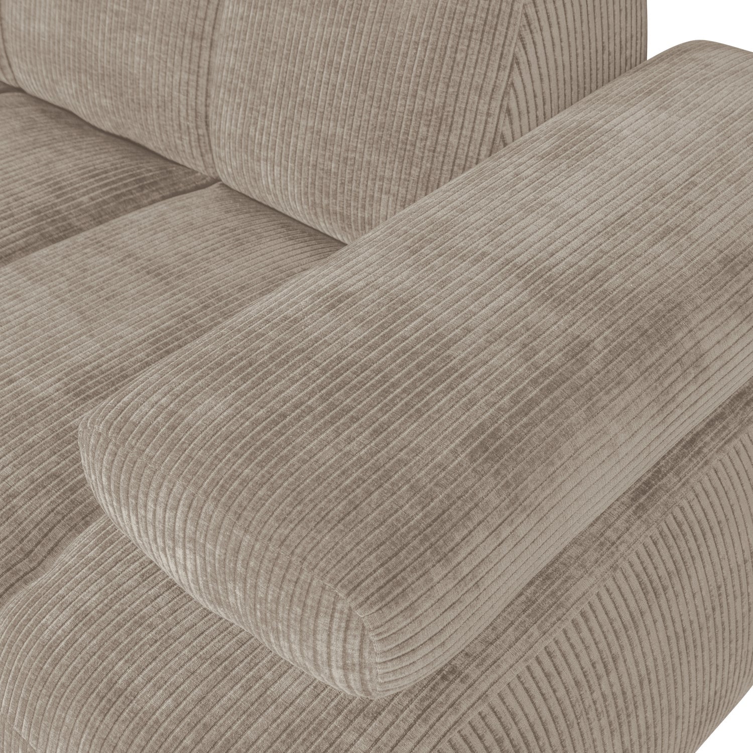 Modulares Sofa MOJO - 1,5-sitziges Element rechtsseitig in dunklem sandfarbenem Cord