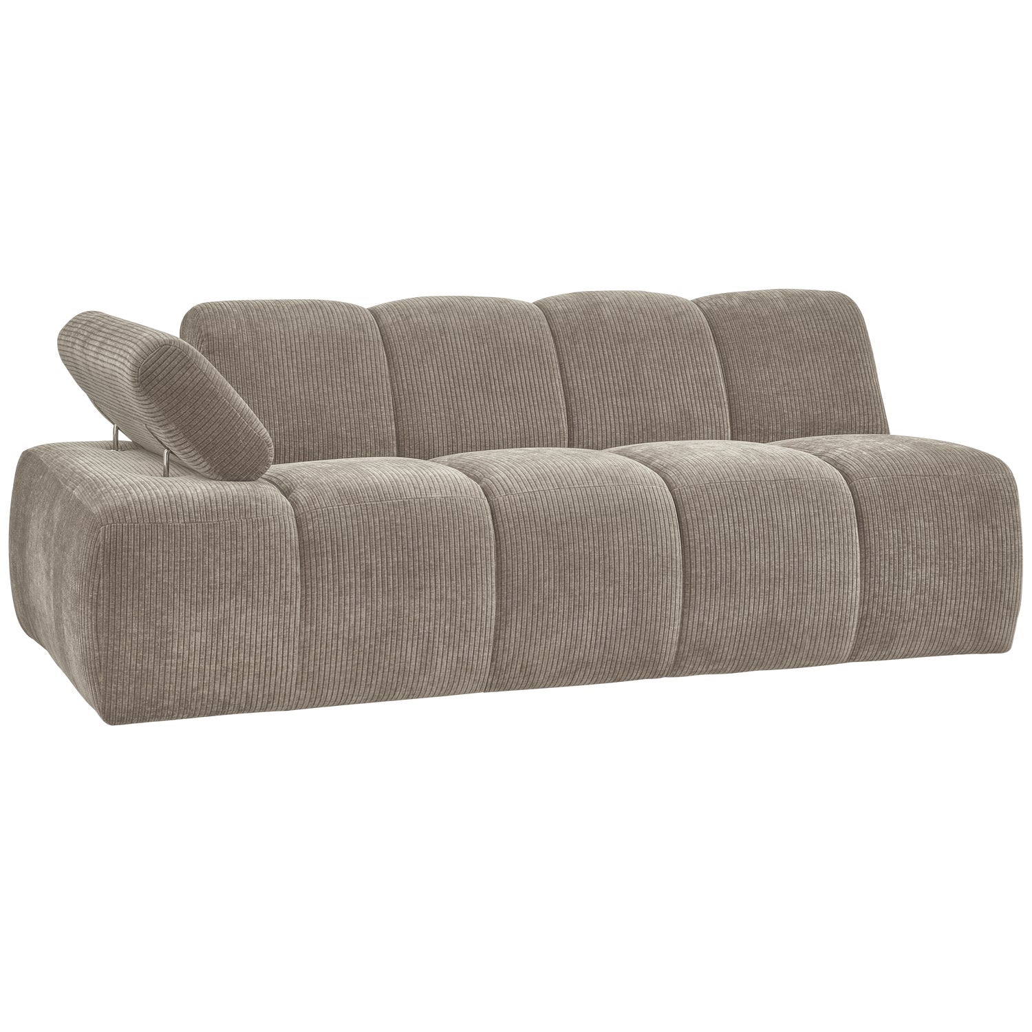 Modulares Sofa MOJO - 2-sitziges Element linksseitig in dunkelsandfarbener Cord-Optik