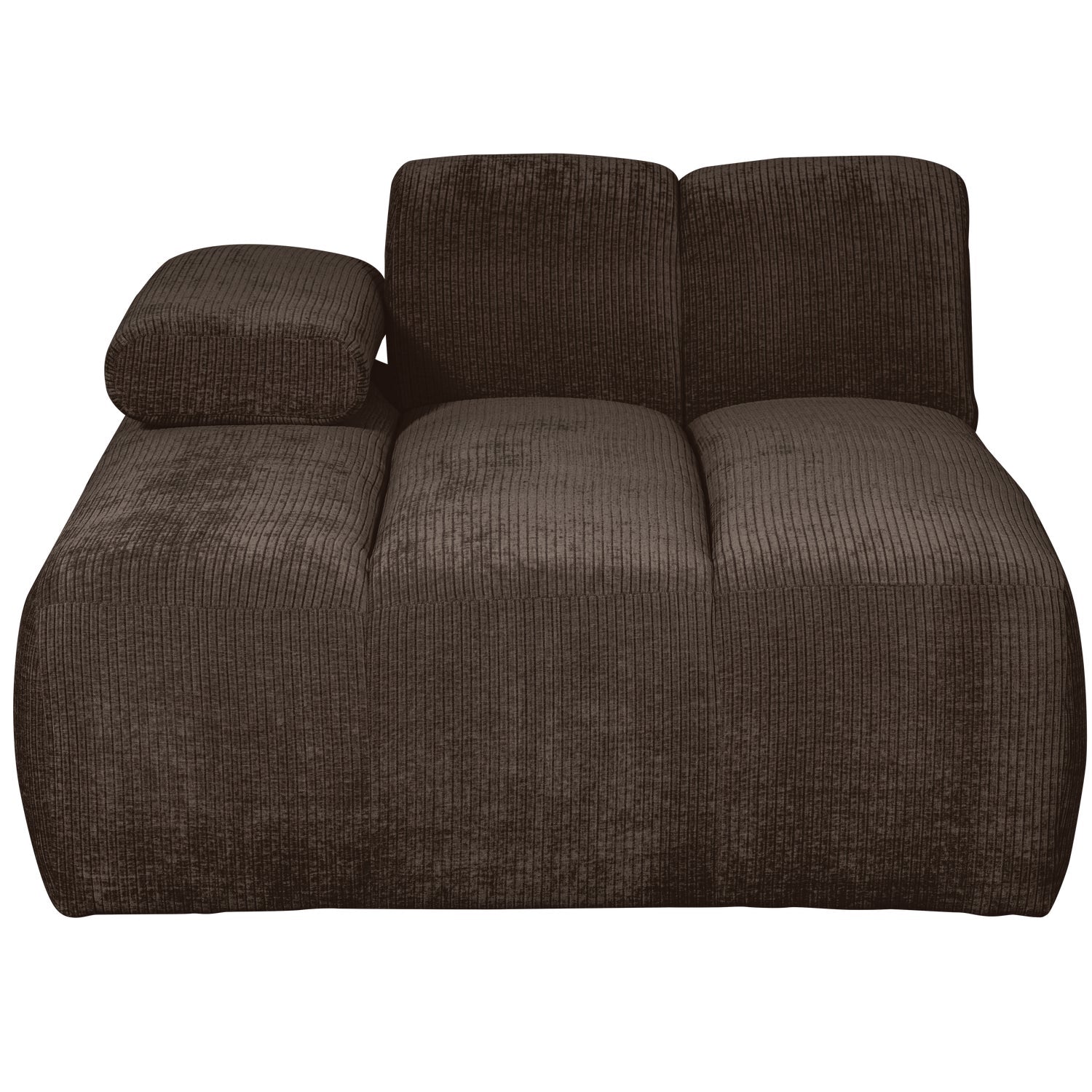 Modulsofa MOJO - linksseitiger Chaiselongue in dunkelbraunem Cord