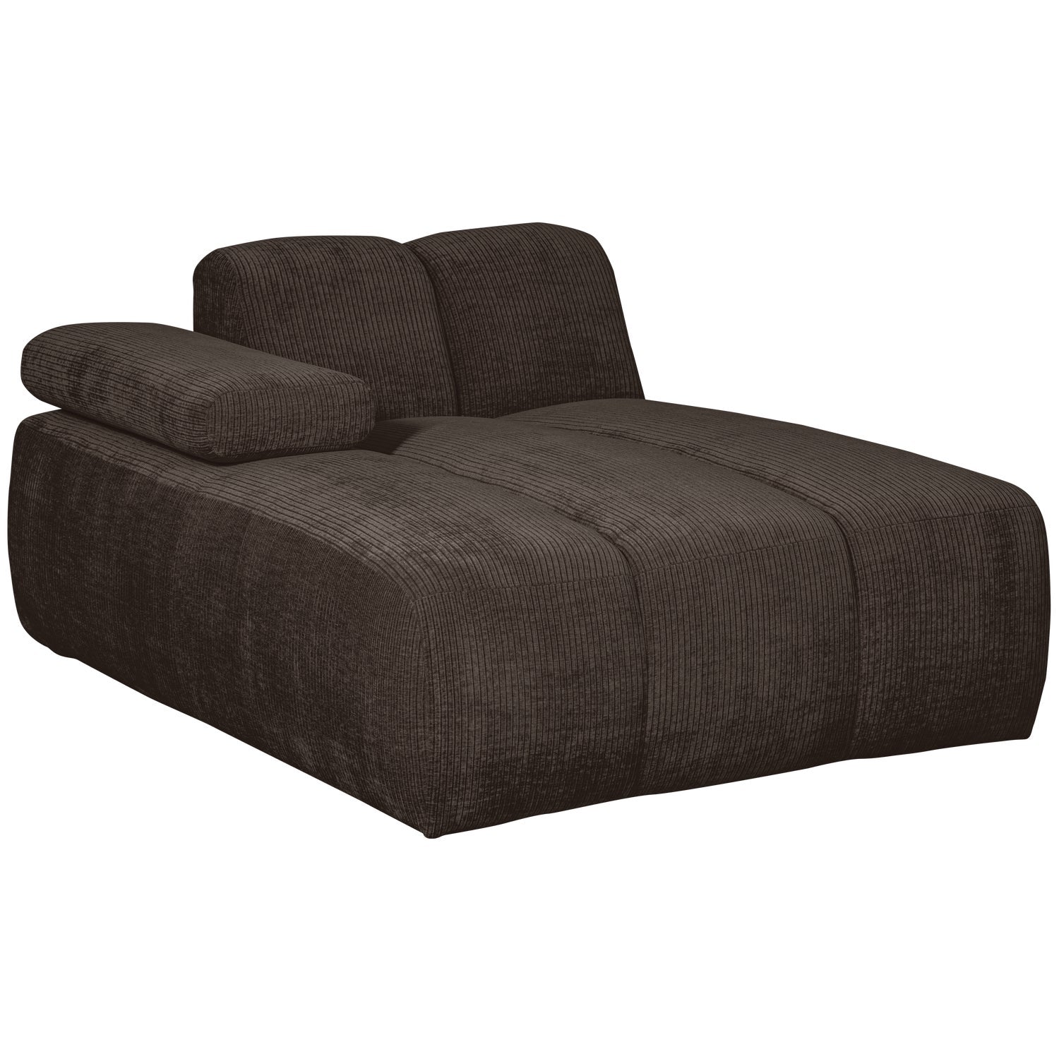 Modulsofa MOJO - linksseitiger Chaiselongue in dunkelbraunem Cord