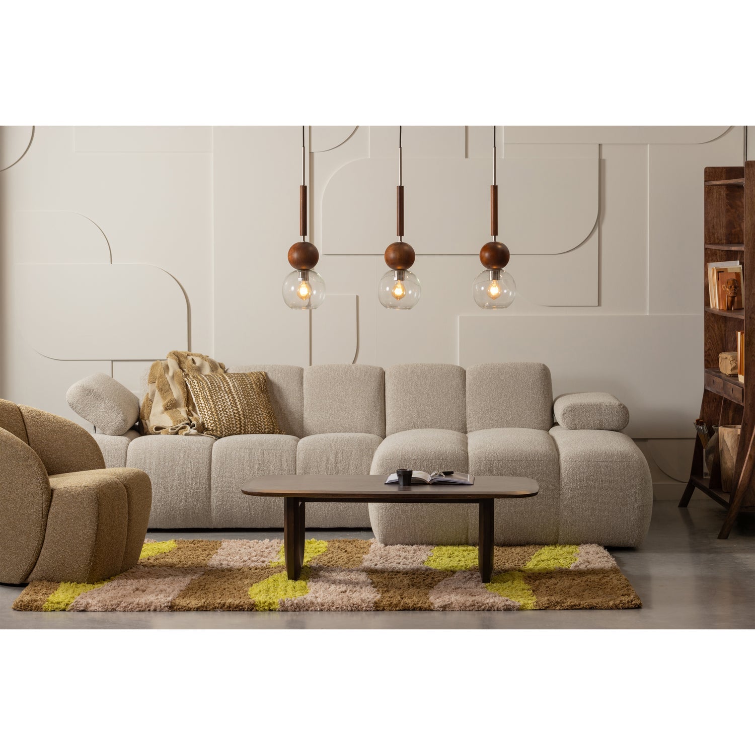 Drehstuhl MOJO dunkles Honig-Bouclé