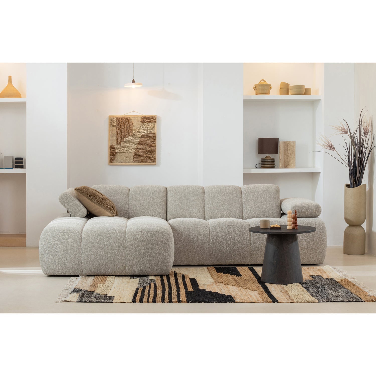 Modulaire linker hoekbank MOJO beige melange bouclé