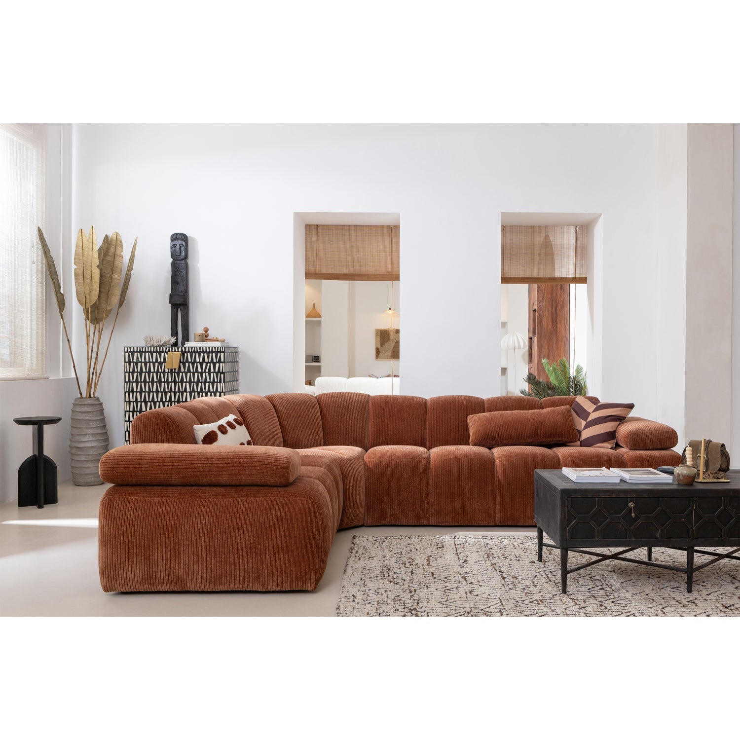 Modulaire bank MOJO - linkse element honingkleurige schapenvacht