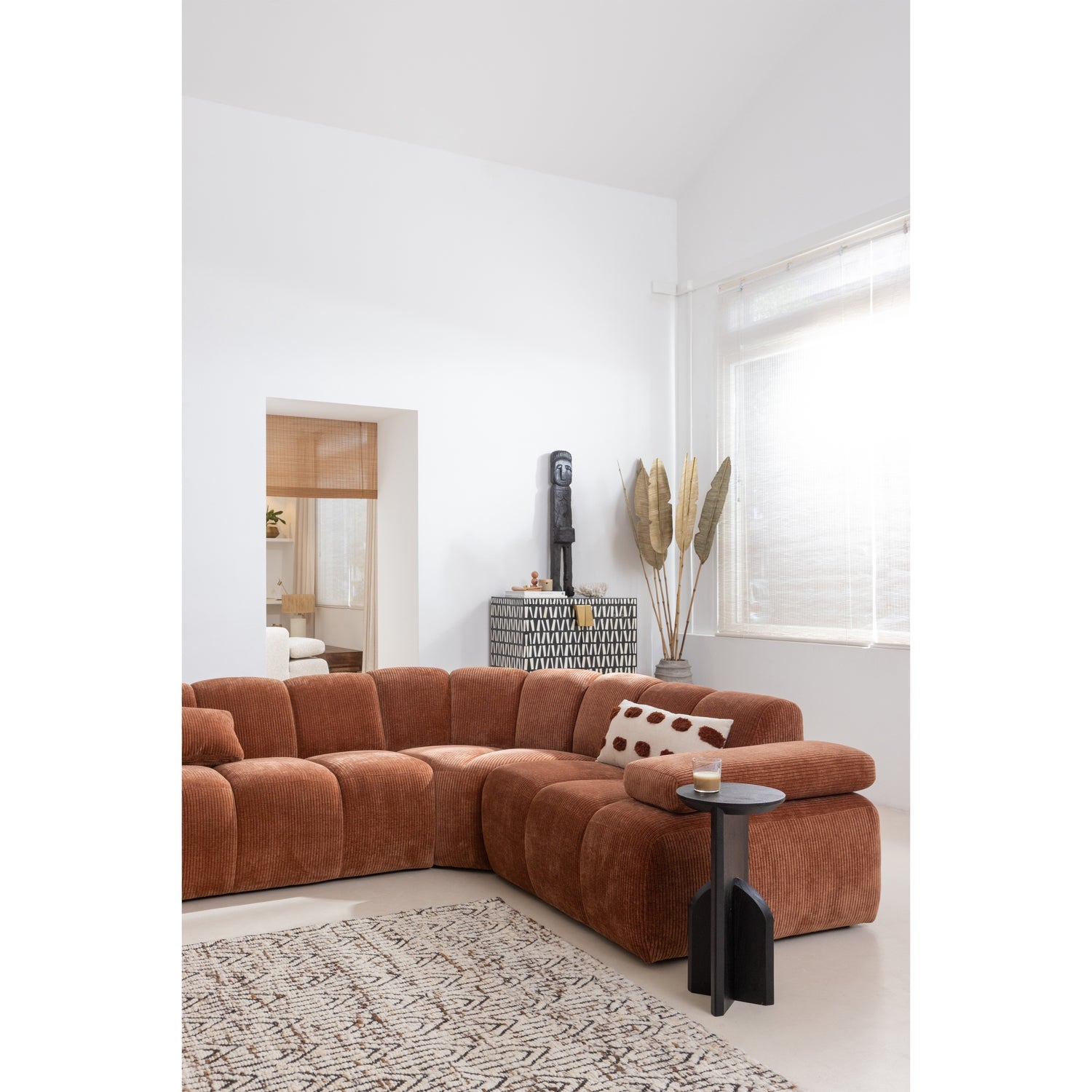 Modularer Ecksofa rechtsseitig für 6 Personen MOJO ecru Cord