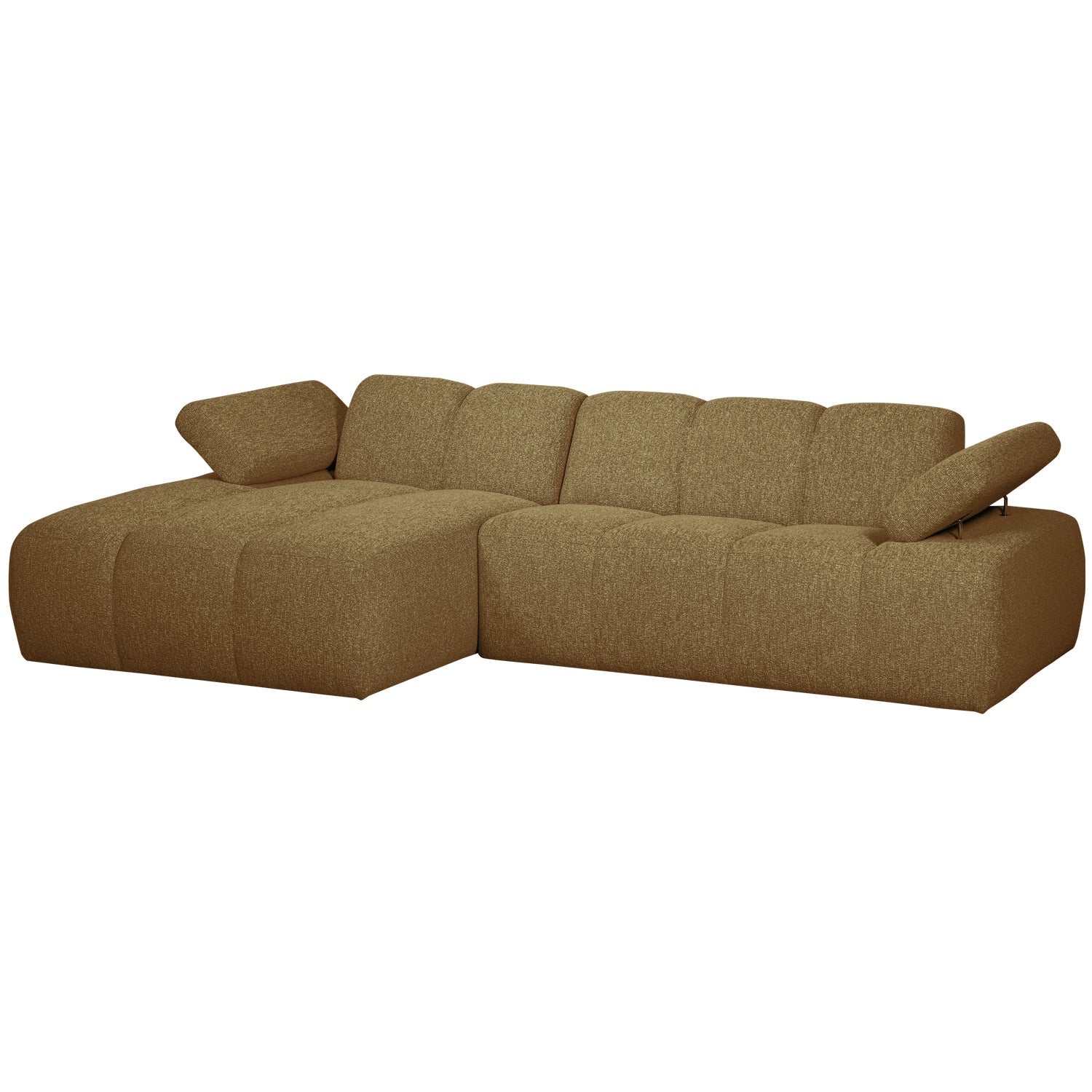 Modularer linksseitiger Ecksofa MOJO in dunklem Honig-Bouclé