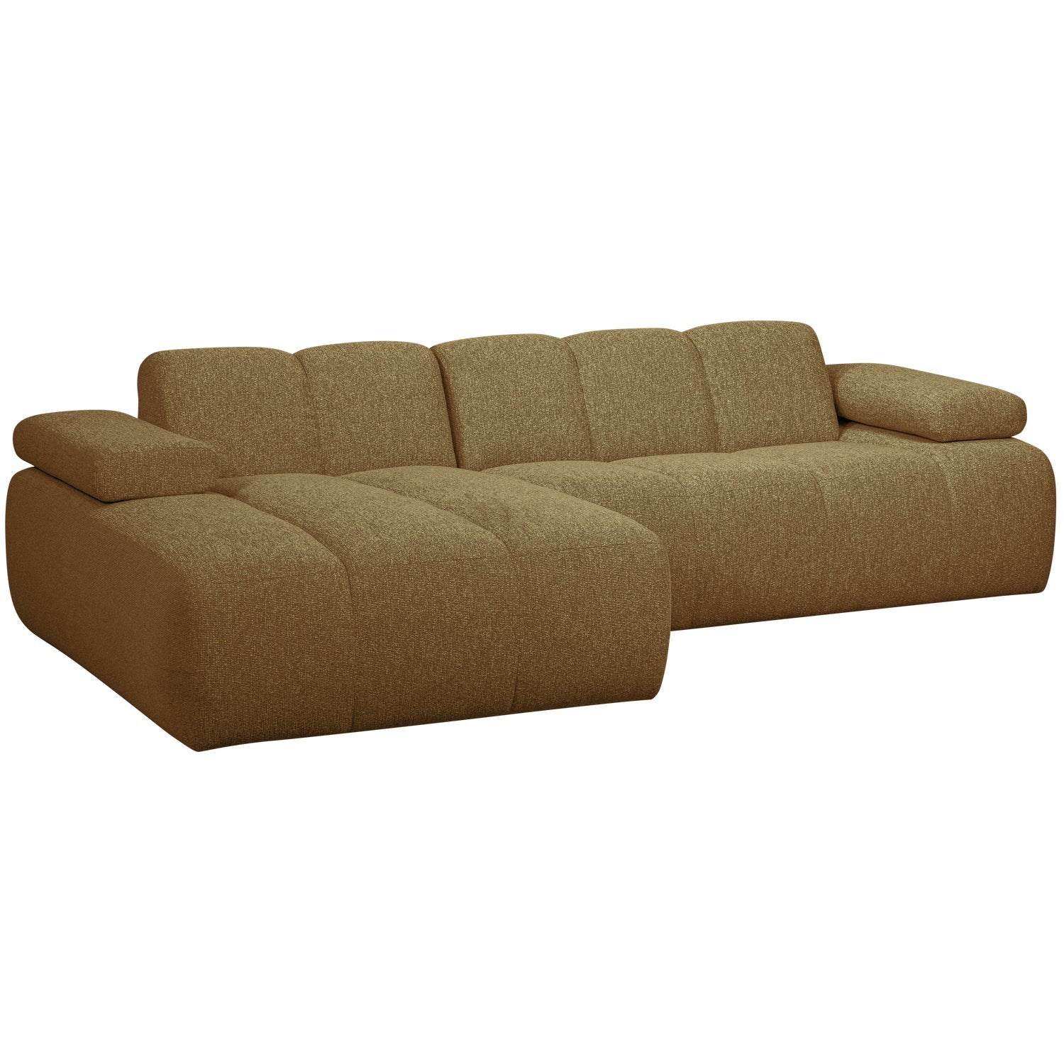 Modularer linksseitiger Ecksofa MOJO in dunklem Honig-Bouclé