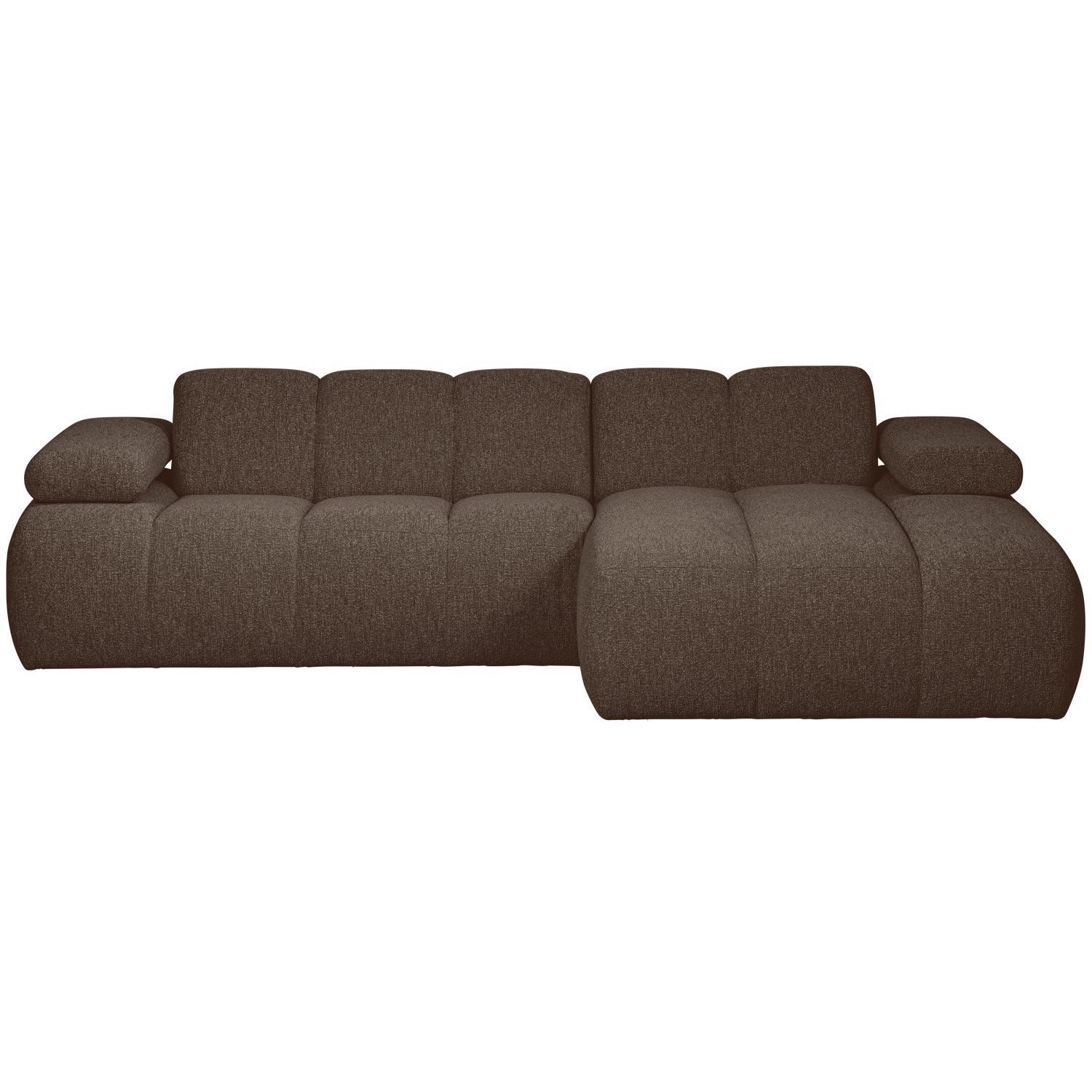 Right-facing modular corner sofa MOJO in dark brown bouclé