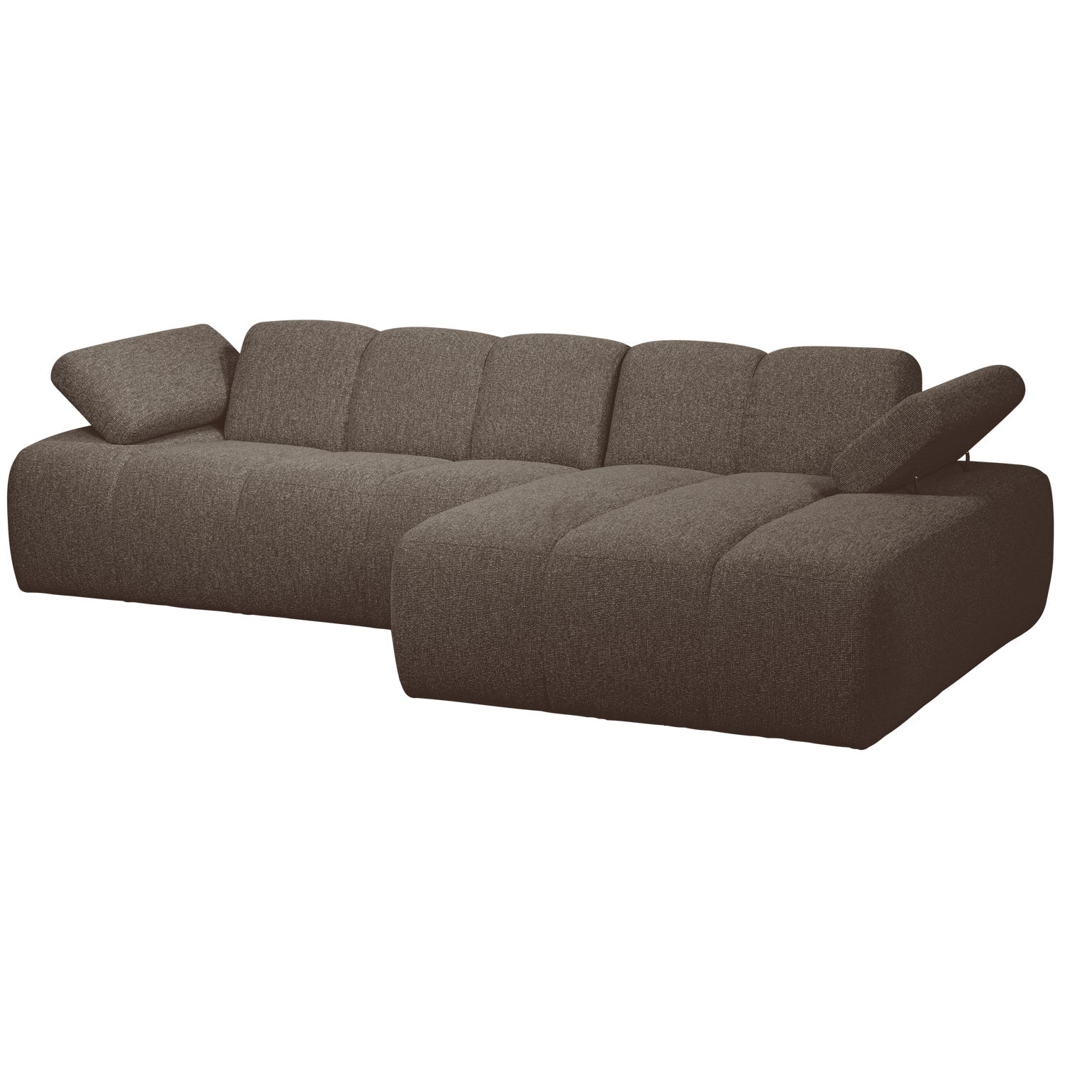 Right-facing modular corner sofa MOJO in dark brown bouclé