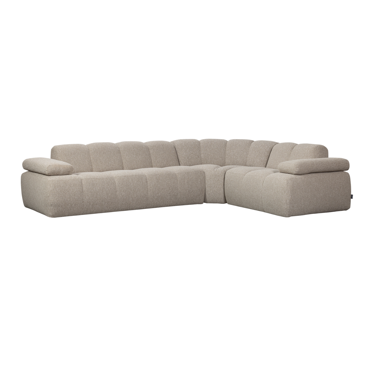 Modularer Ecksofa rechtsseitig für 6 Personen MOJO sandfarbener Melange Boucle