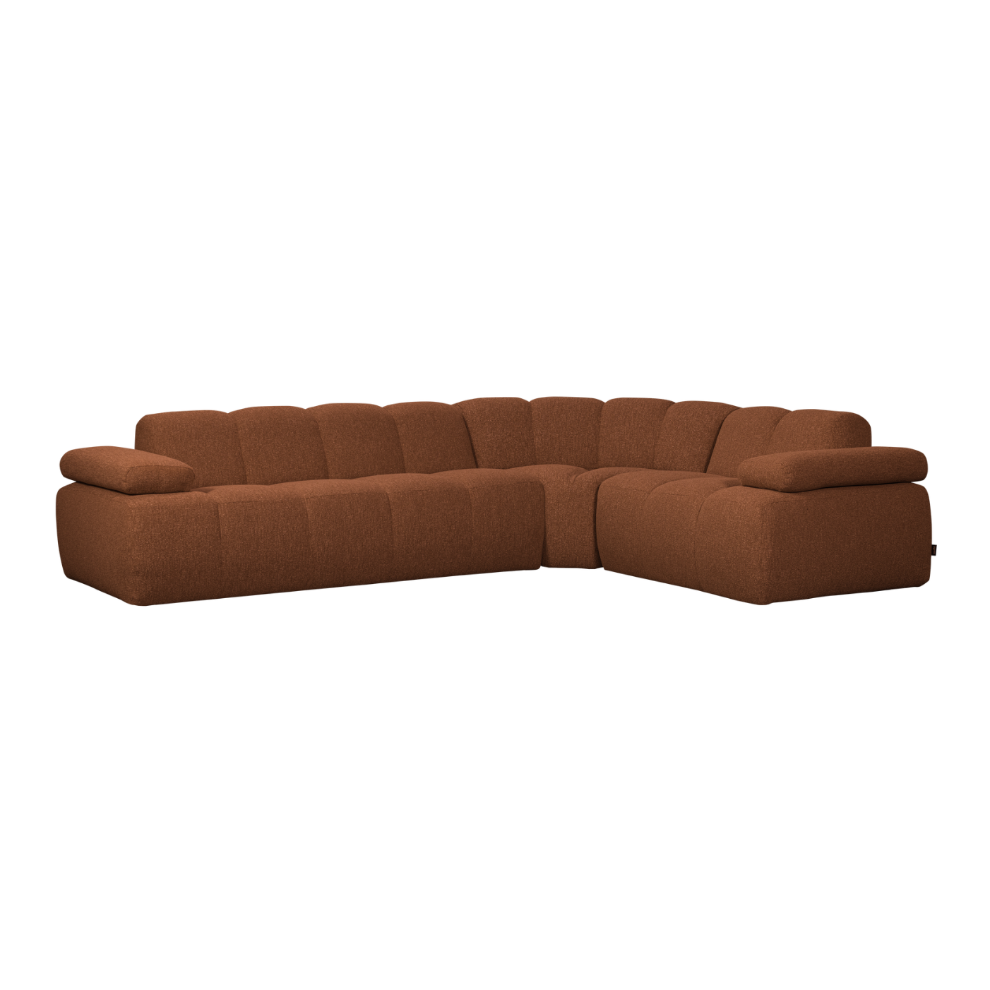 Right-facing modular sofa for 6 people MOJO rust brown mélange boucle