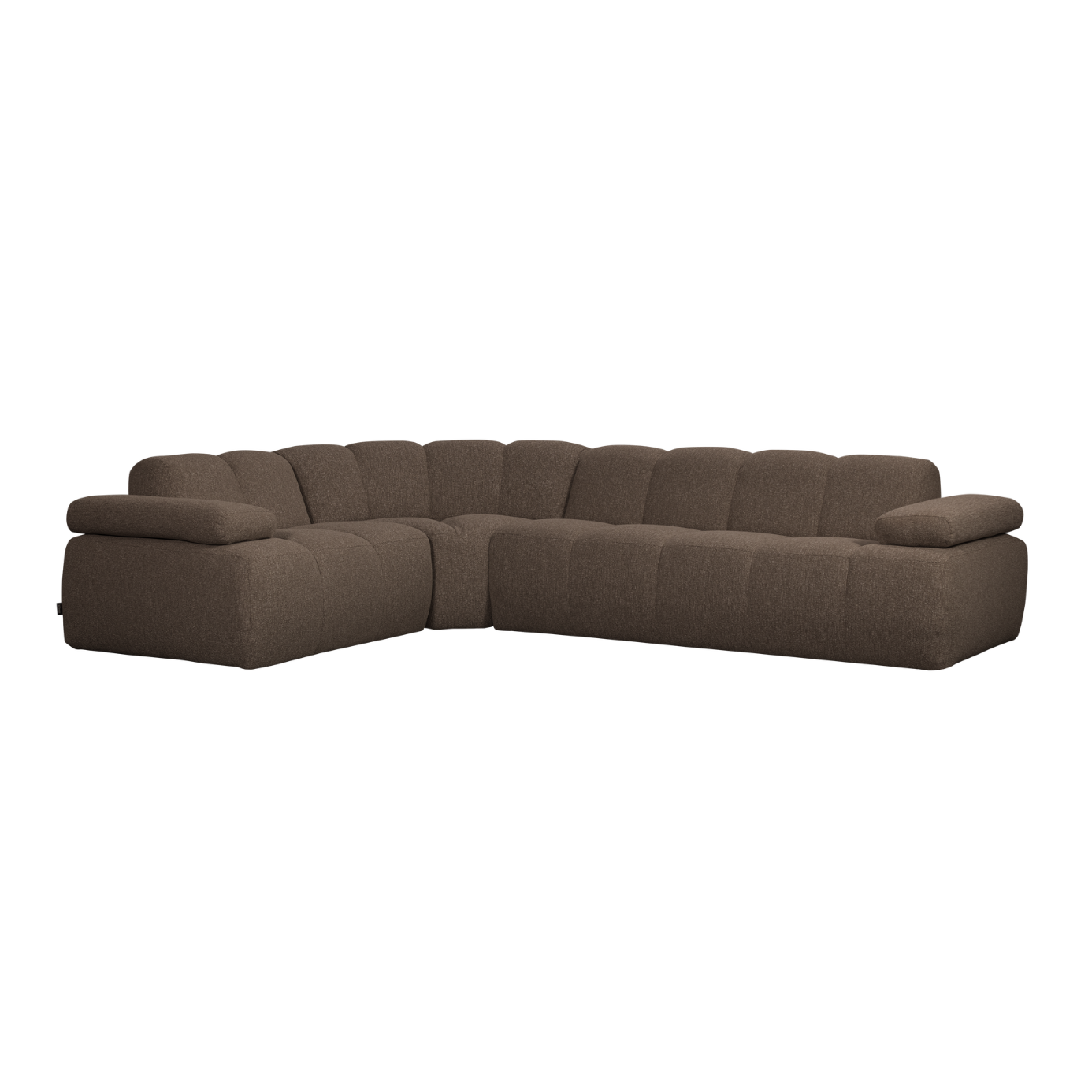 Left-facing modular sofa for 6 people MOJO in brown mélange boucle