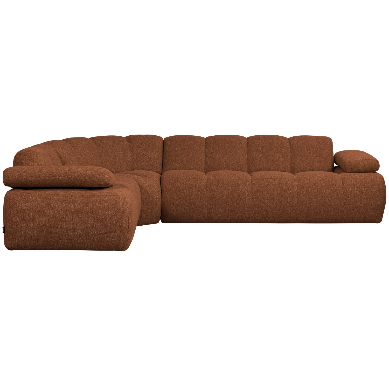 Modulaire hoekbank links 6-persoons MOJO roestbruin gemêleerd boucle