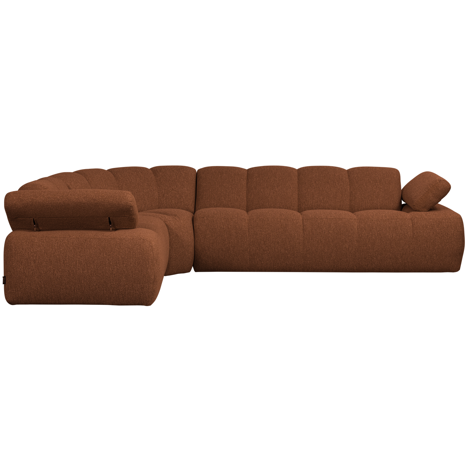 Modulaire hoekbank links 6-persoons MOJO roestbruin gemêleerd boucle