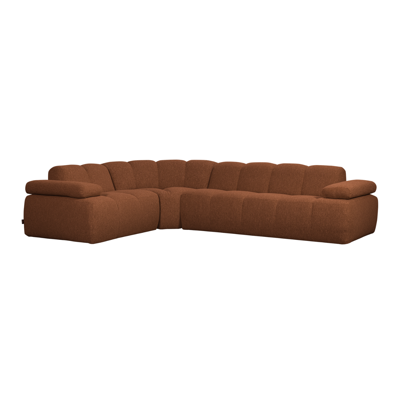 Modulaire hoekbank links 6-persoons MOJO roestbruin gemêleerd boucle