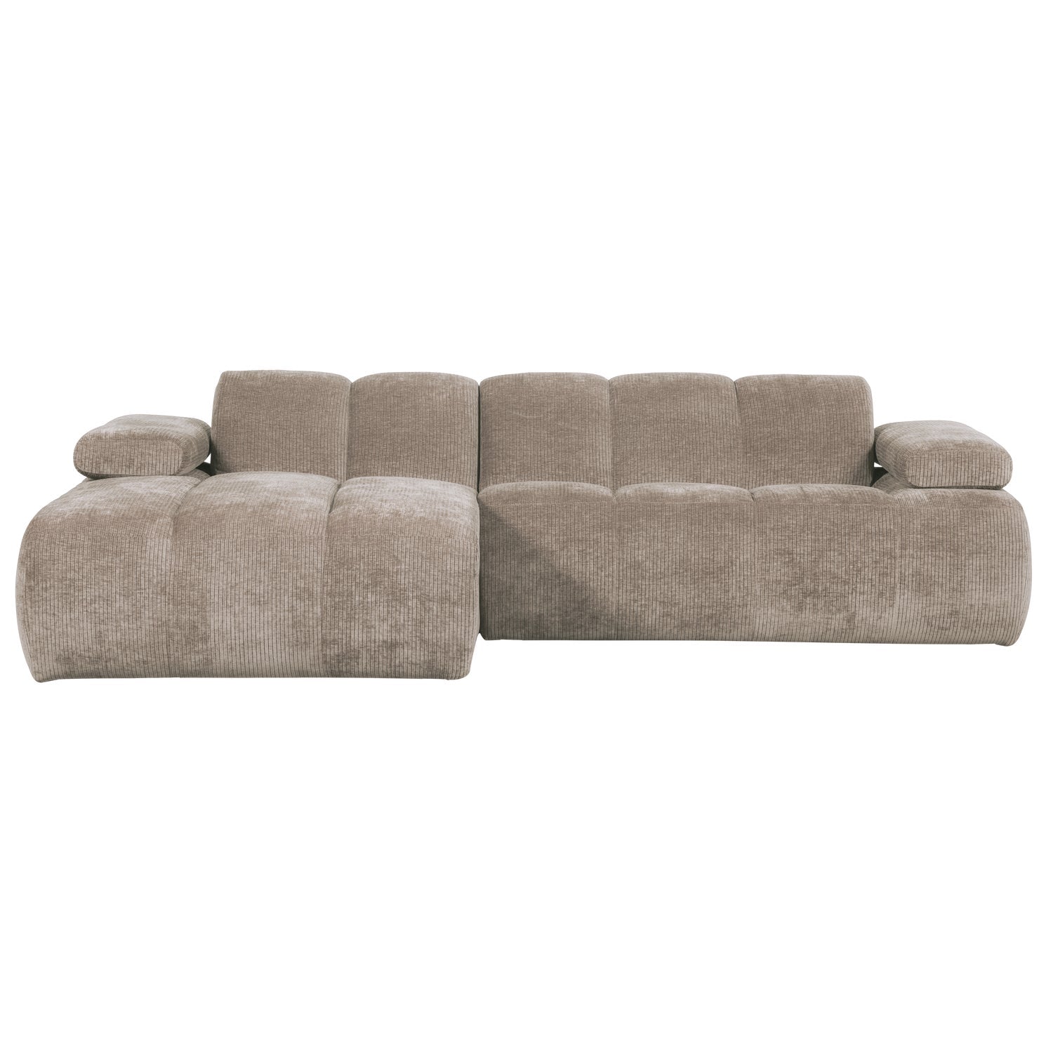 Modularer linksseitiger Ecksofa MOJO in dunkelbeigem Cord