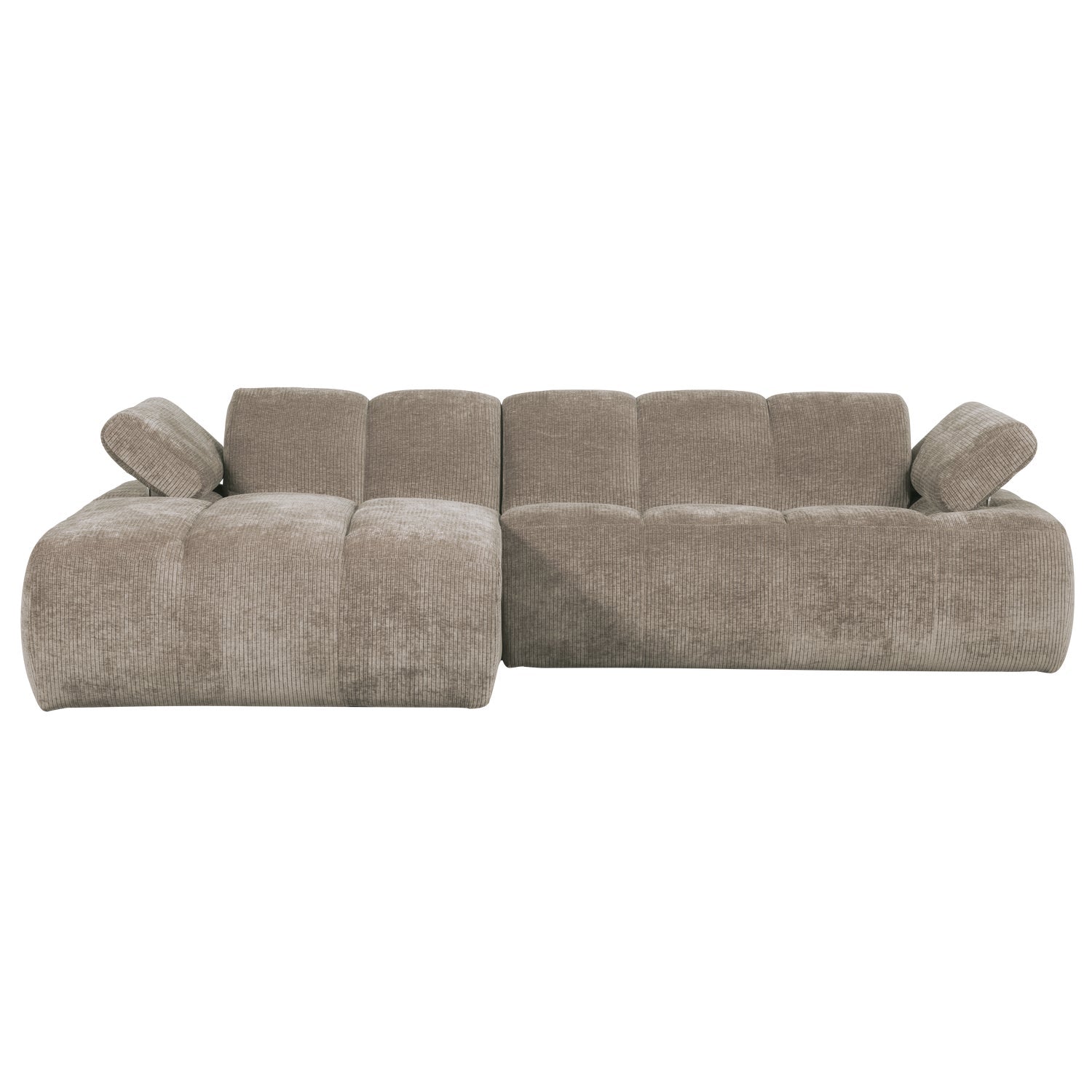 Modularer linksseitiger Ecksofa MOJO in dunkelbeigem Cord