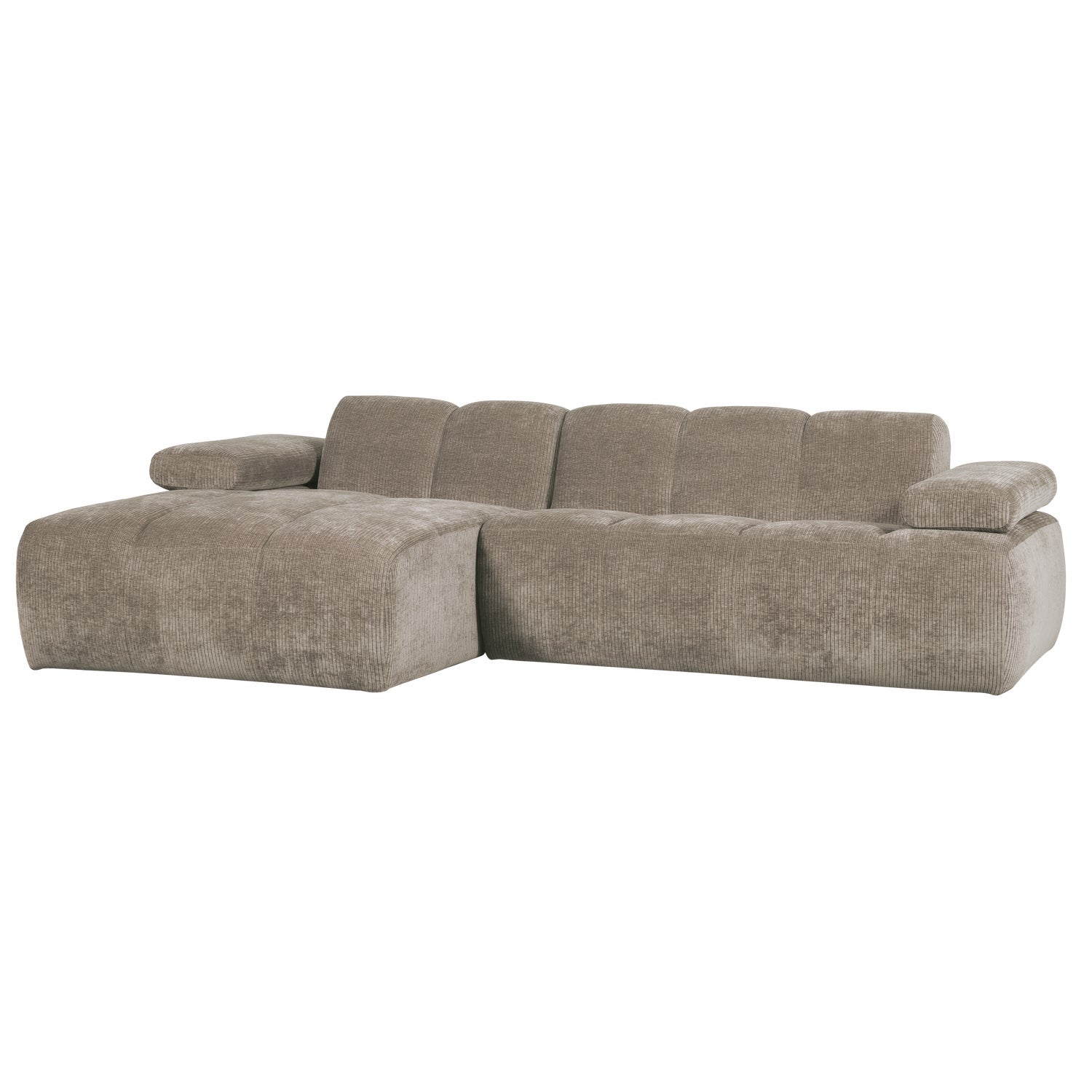 Modularer linksseitiger Ecksofa MOJO in dunkelbeigem Cord