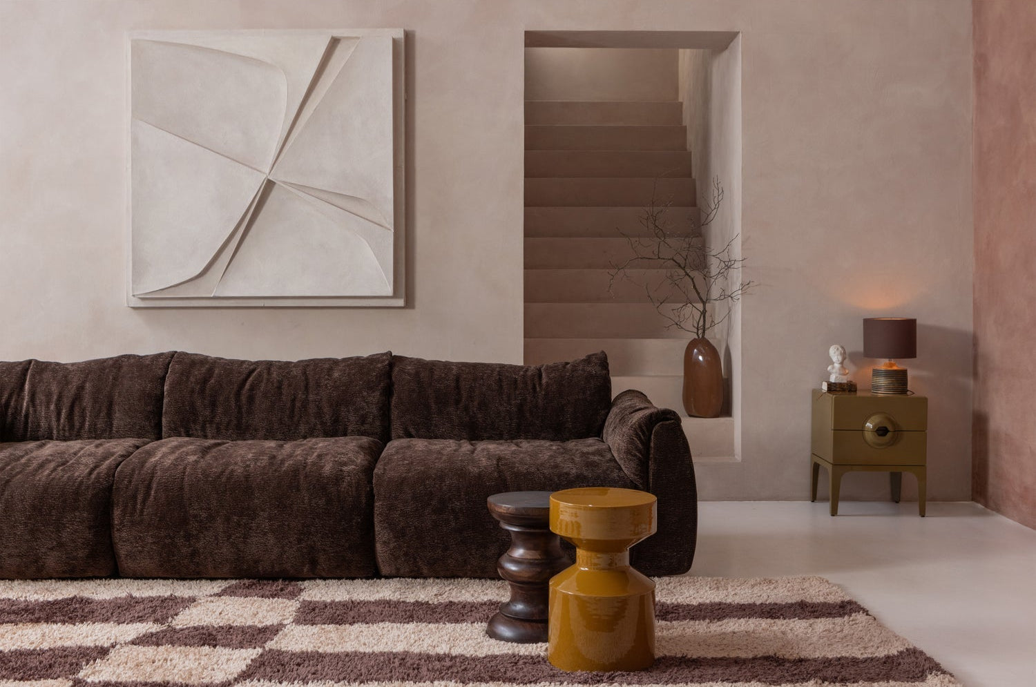 Modulaire bank BAGGY - donkerbruine chenille element