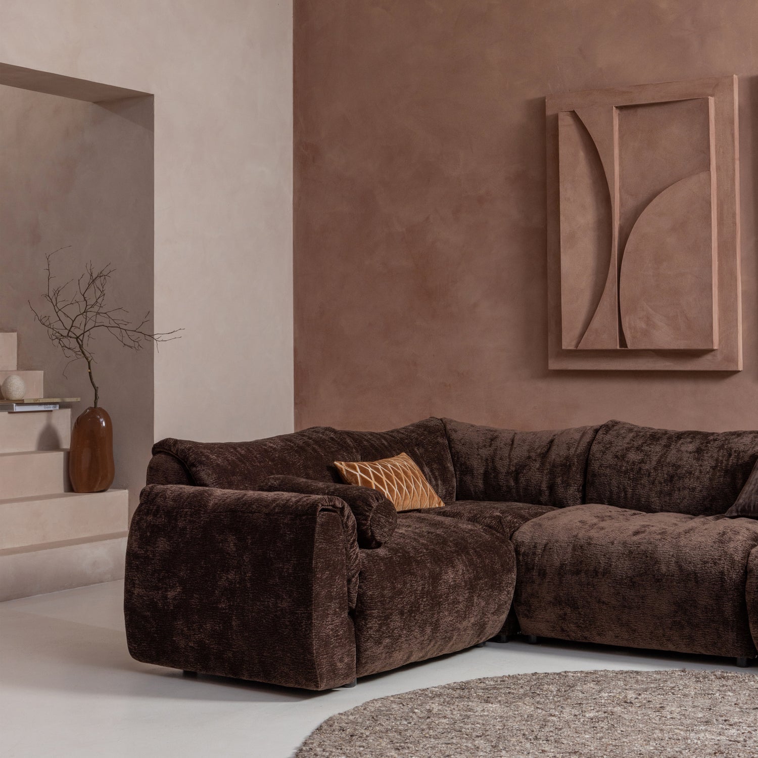 Modulares Sofa BAGGY 3D - linkes Element in Dunkelbraun