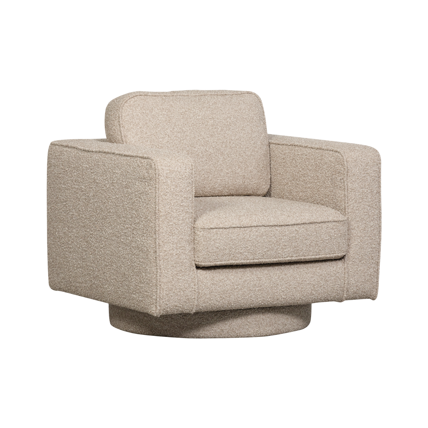 Fotel obrotowy LAZY piaskowy bouclé – Woood