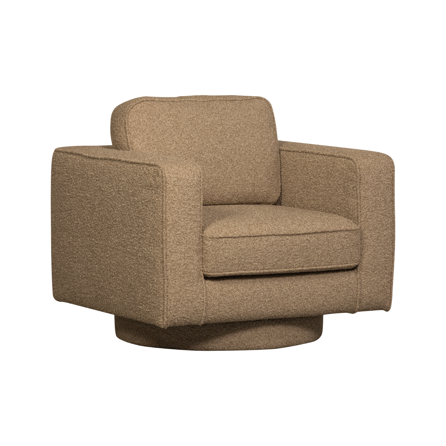 Fotel obrotowy LAZY brązowy bouclé – Woood