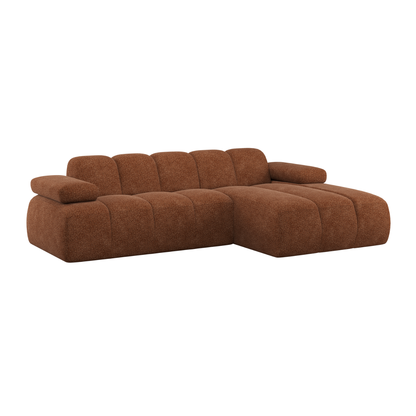 Right-facing modular corner sofa MOJO rusty brown lambskin